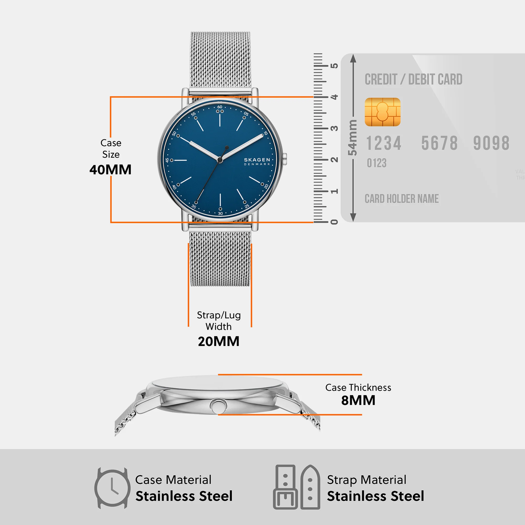 Men Quartz Blue Dial Analog Mesh Watch SKW6904 - Image 7