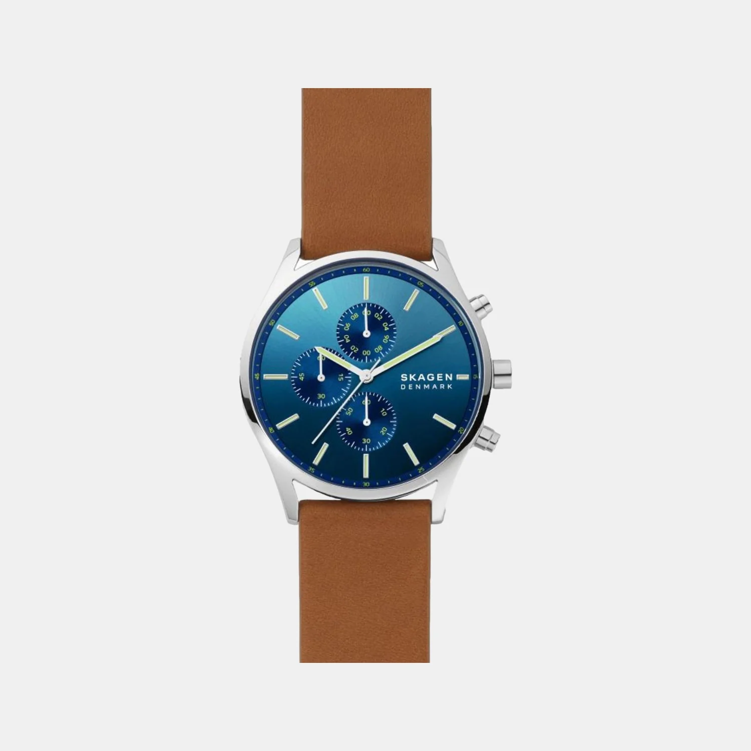 Men Quartz Blue Dial Chronograph Leather Watch SKW6732