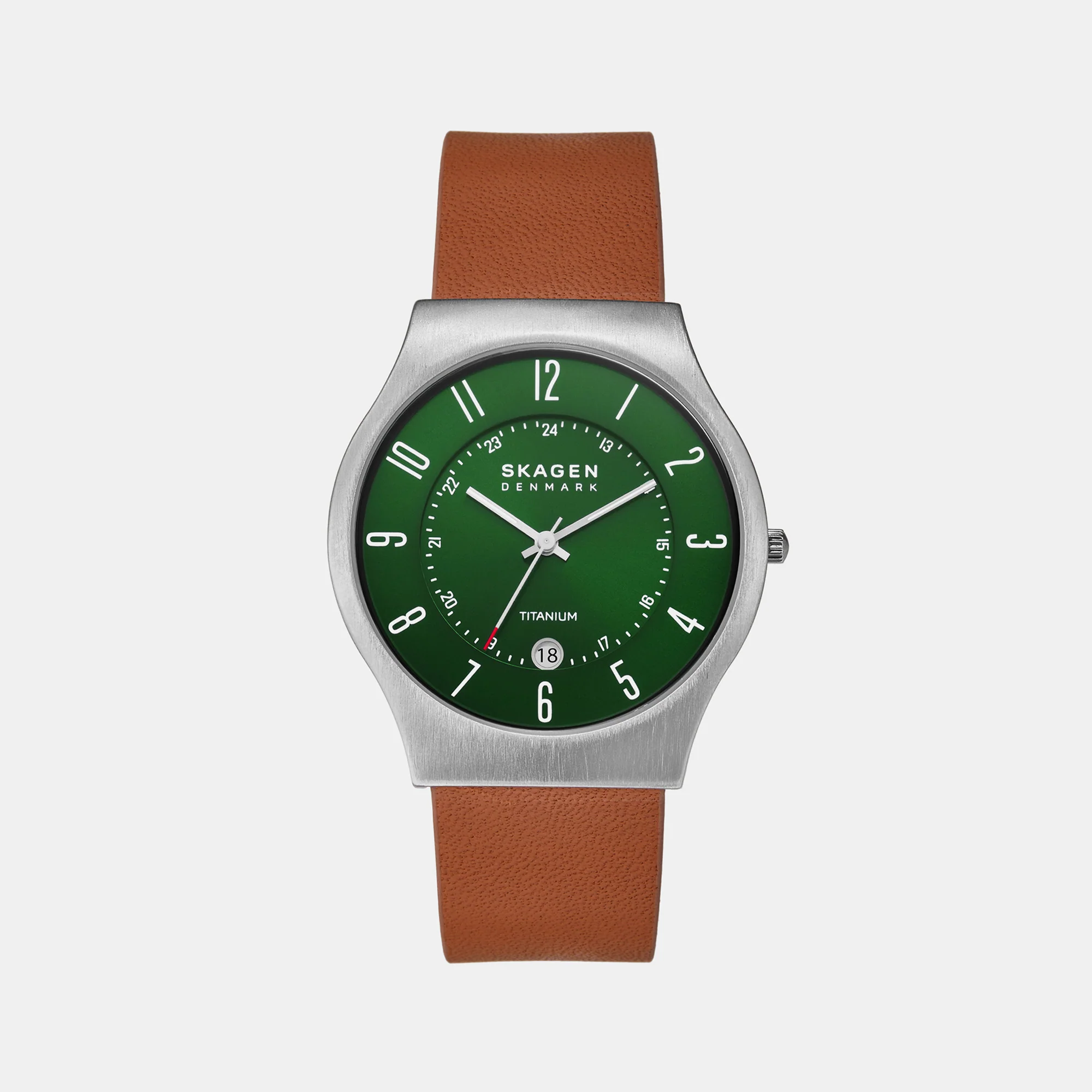 Men Quartz Green Dial Analog Leather Watch SKW6908