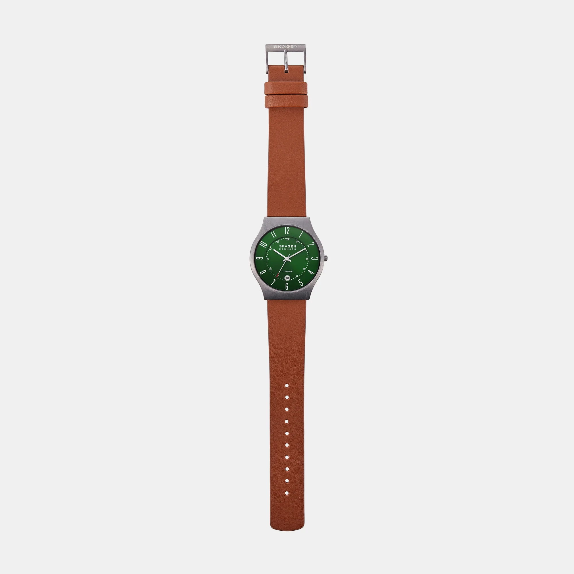 Men Quartz Green Dial Analog Leather Watch SKW6908 - Image 8