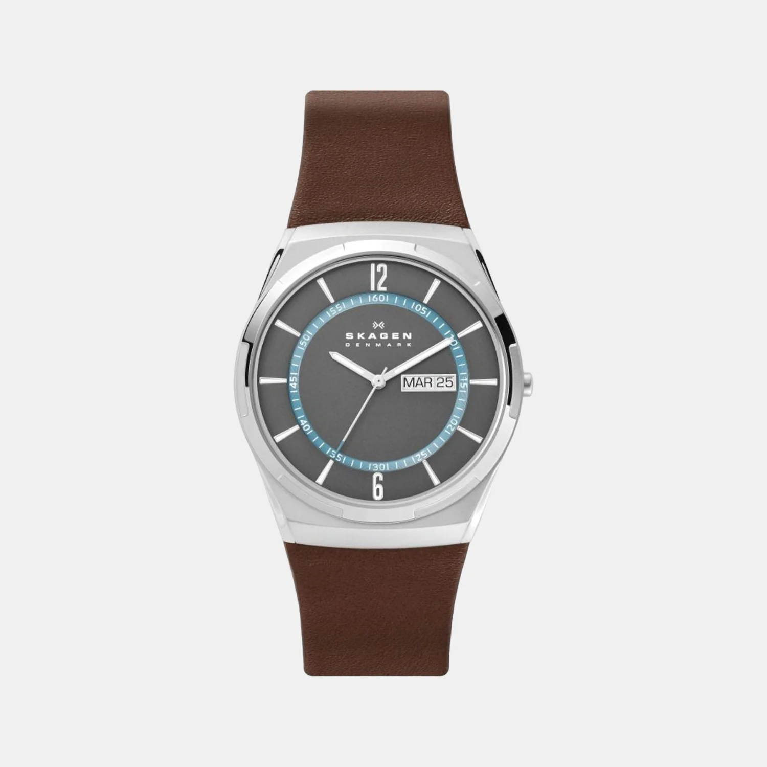 Men Quartz Grey Dial Analog Leather Watch SKW6785