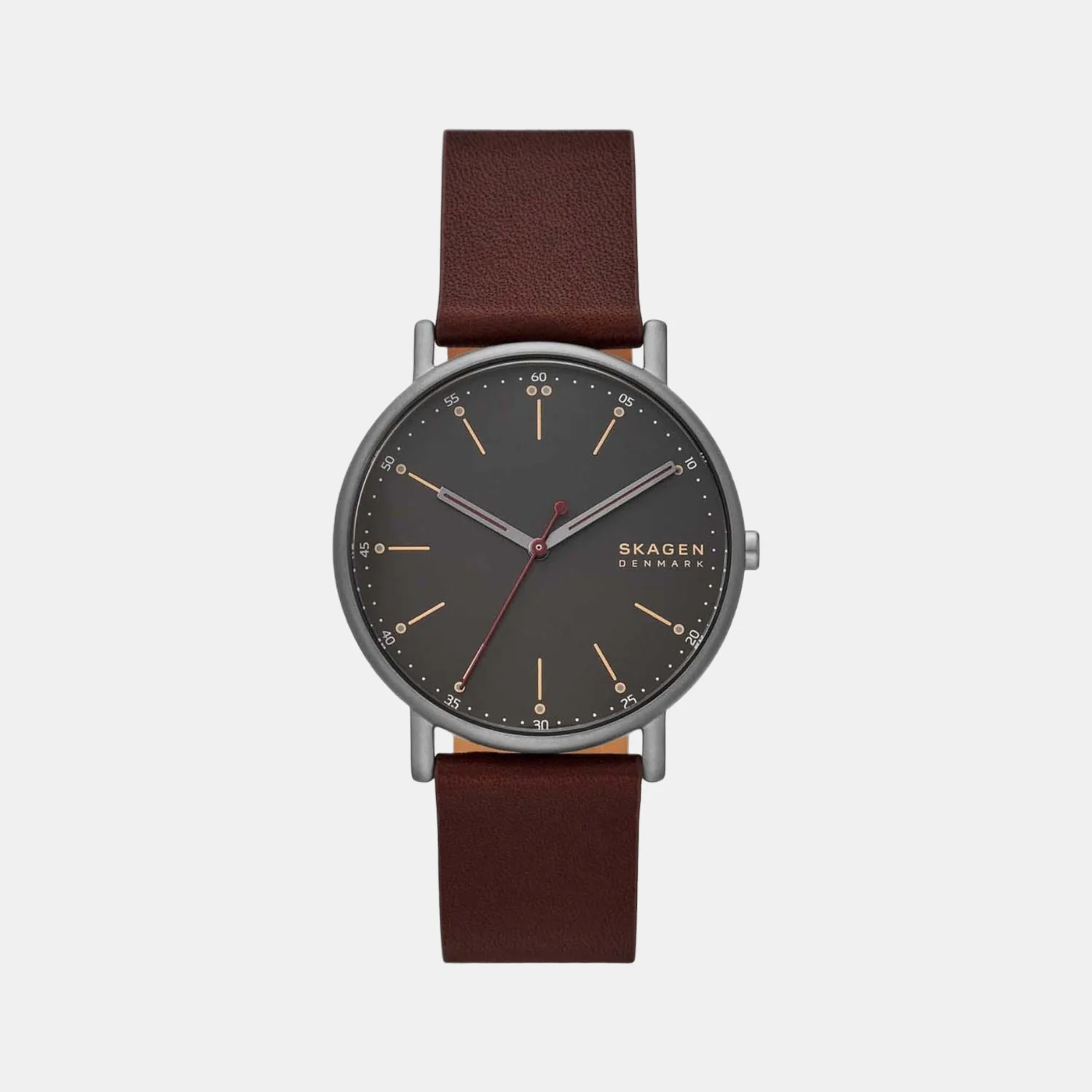 Men Quartz Grey Dial Analog Leather Watch SKW6860