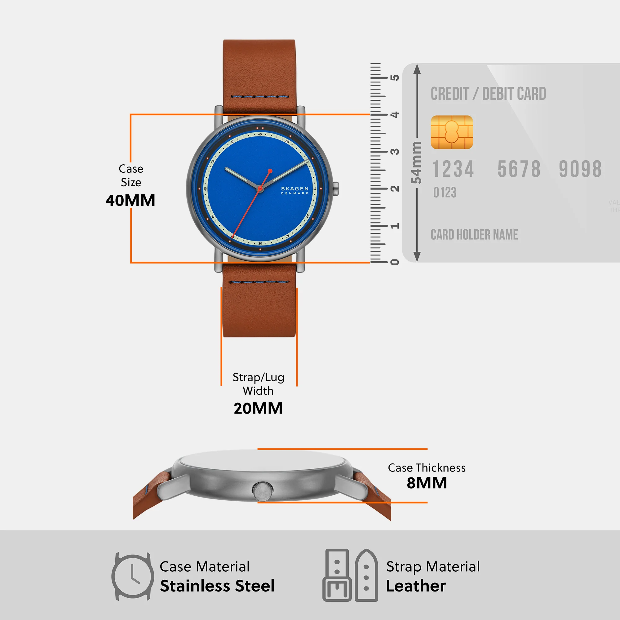 Men Quartz Grey Dial Analog Leather Watch SKW6899 - Image 8