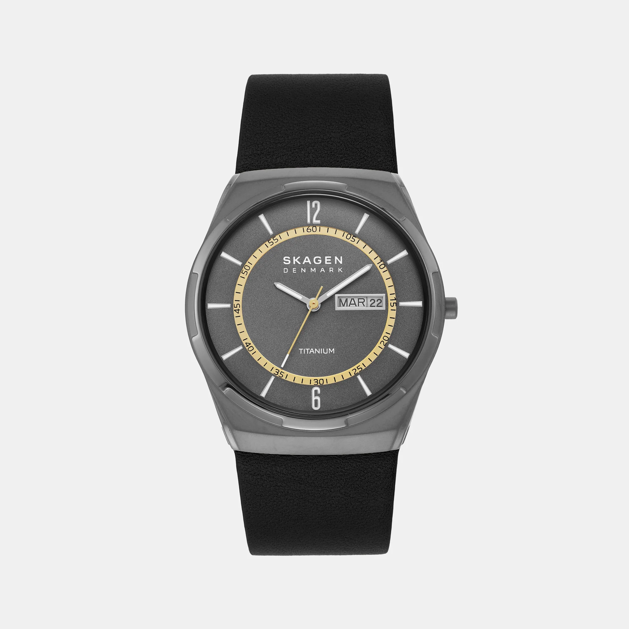 Men Quartz Grey Dial Analog Leather Watch SKW6907