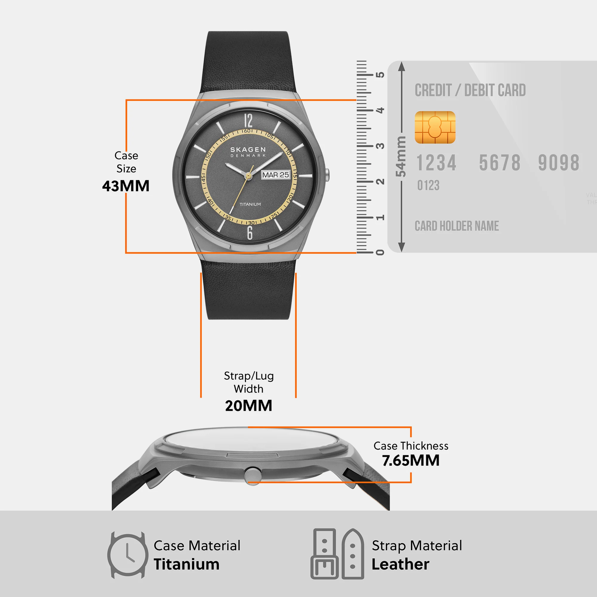 Men Quartz Grey Dial Analog Leather Watch SKW6907 - Image 8