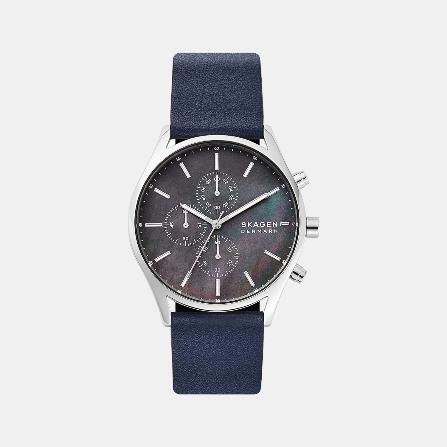 Men Quartz Grey Dial Chronograph Leather Watch SKW6653
