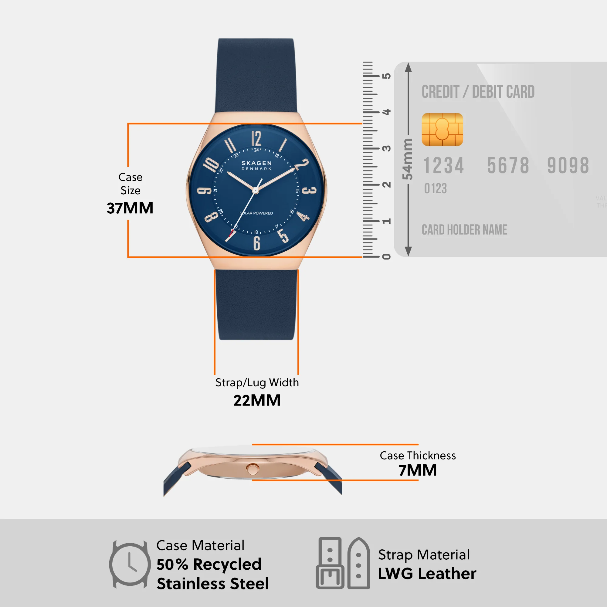 Men Quartz Rose Gold Dial Analog Leather Watch SKW6834 - Image 10