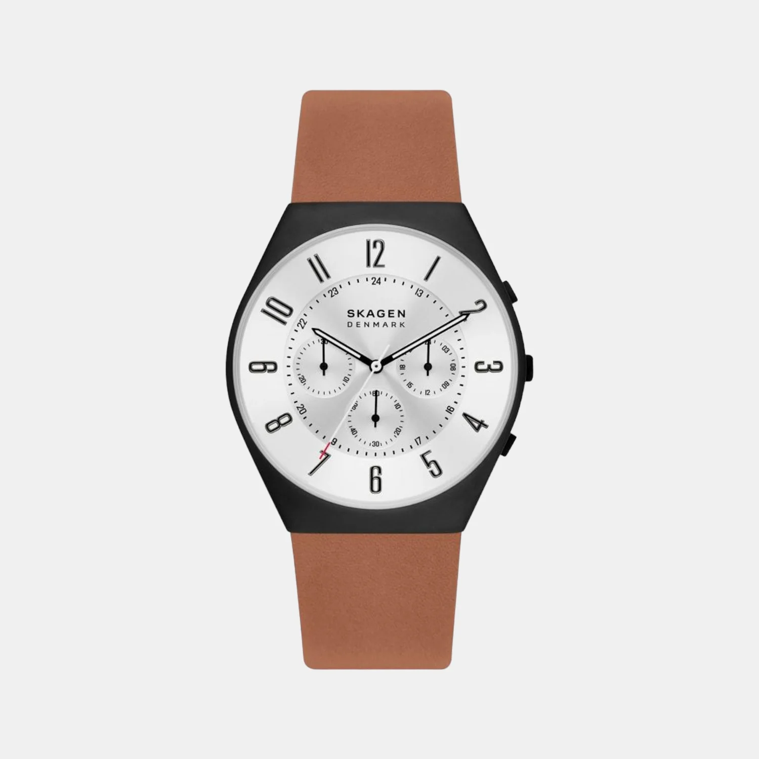 Men Quartz White Dial Chronograph Leather Watch SKW6823
