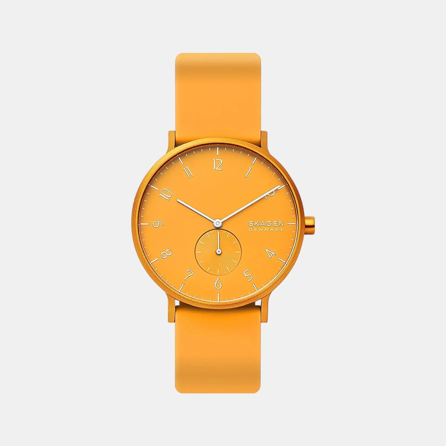 Unisex Quartz Yellow Dial Analog Silicone Watch SKW6510