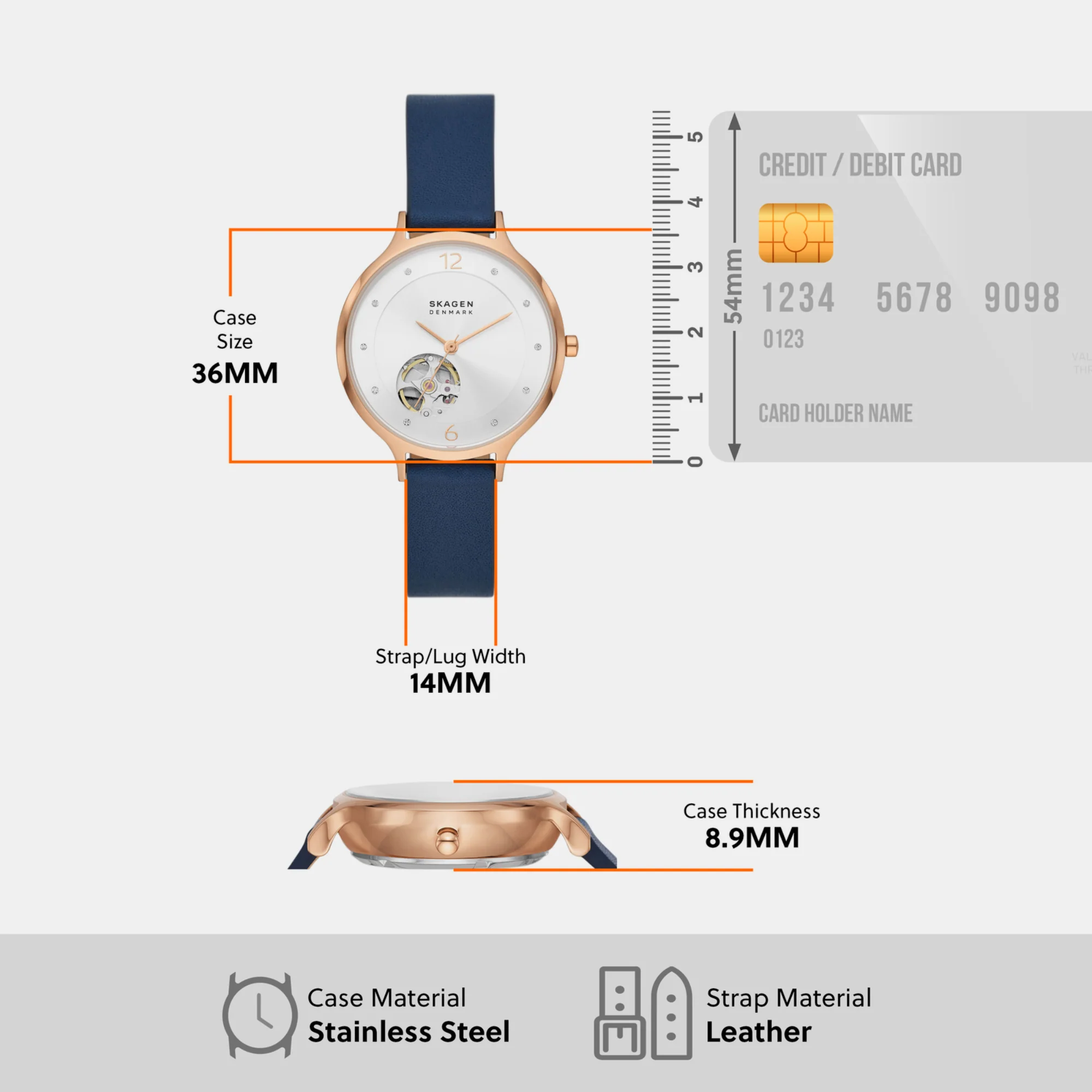 Women Automatic Silver Dial Analog Leather Watch SKW3083 - Image 4
