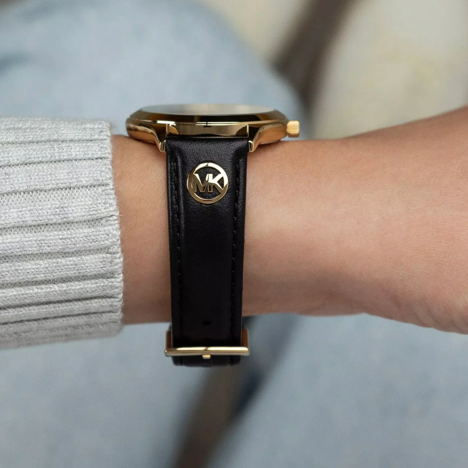 Slim Runway Women Quartz Black Dial Analog Leather Watch MK7553 - Image 6