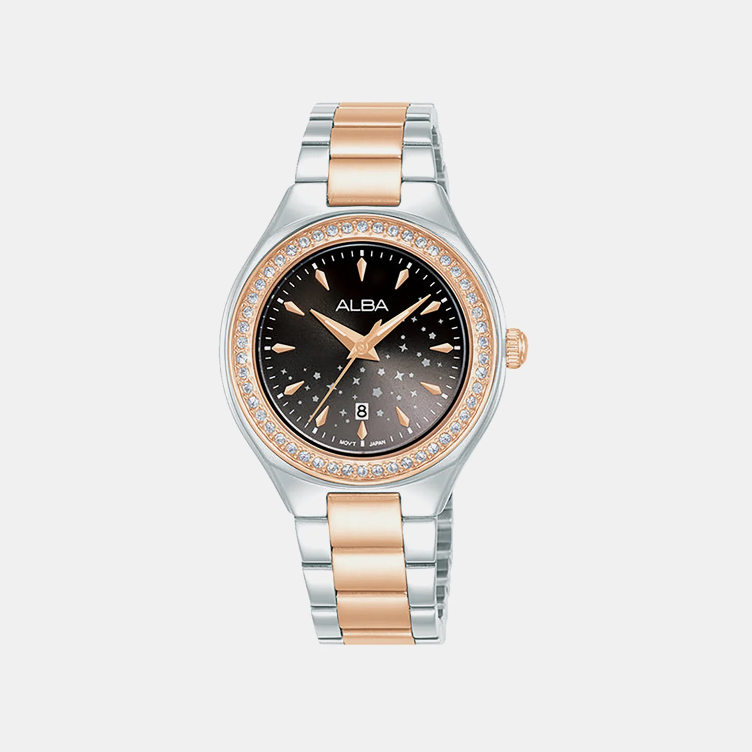 Stardust Elegance Women Quartz Black Dial Analog Steel Watch AH7ET6X1
