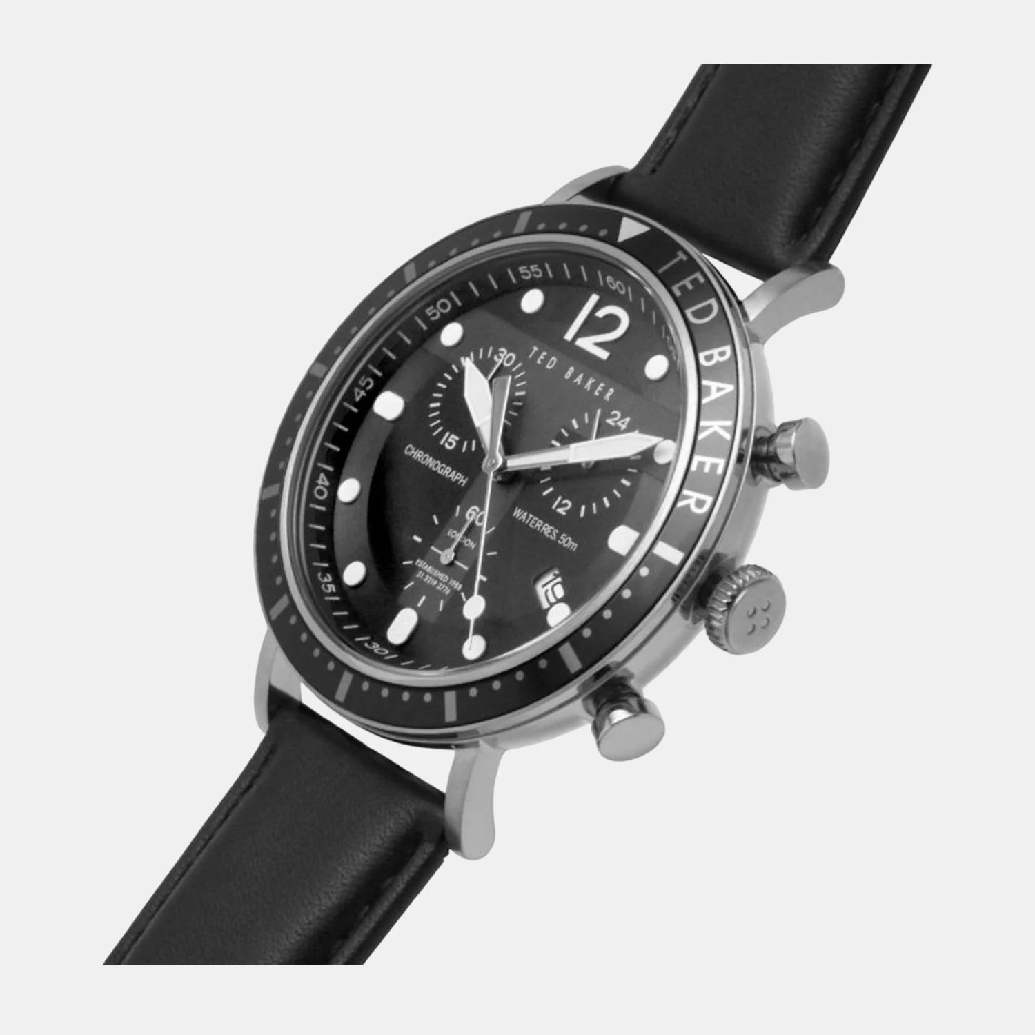 Men Quartz Black Dial Chronograph Leather Watch BKPMRS204 - Image 6