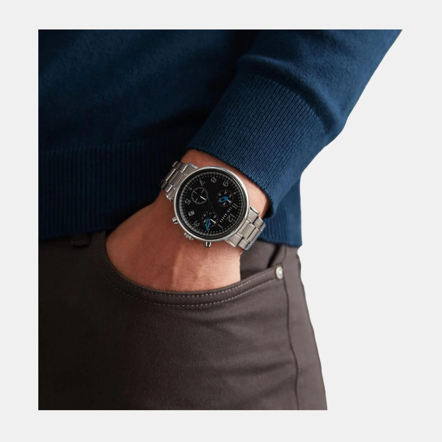 Men Quartz Black Dial Chronograph Stainless Steel Watch BKPMMF122 - Image 3
