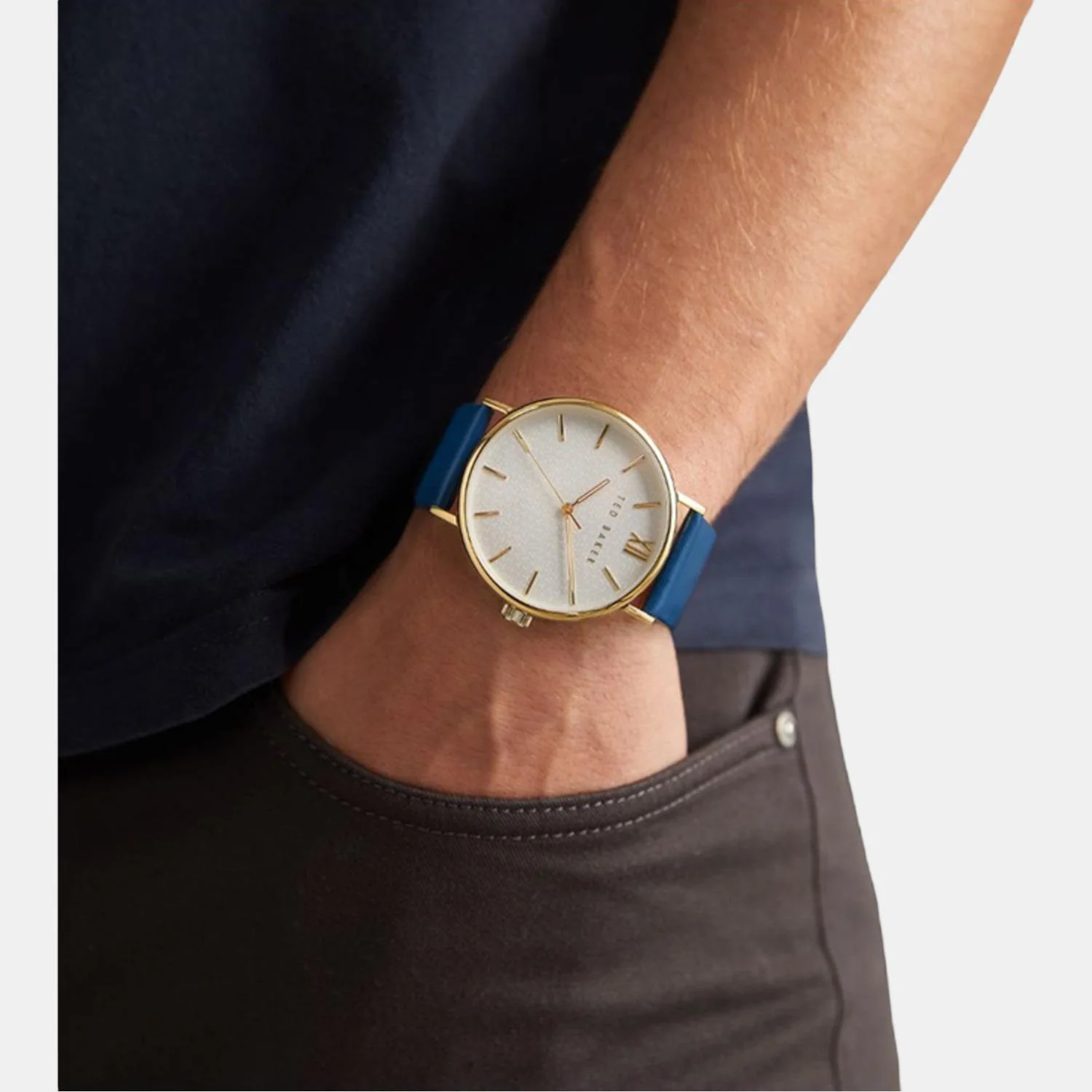 Men Quartz White Dial Analog Leather Watch BKPPGS216 - Image 3