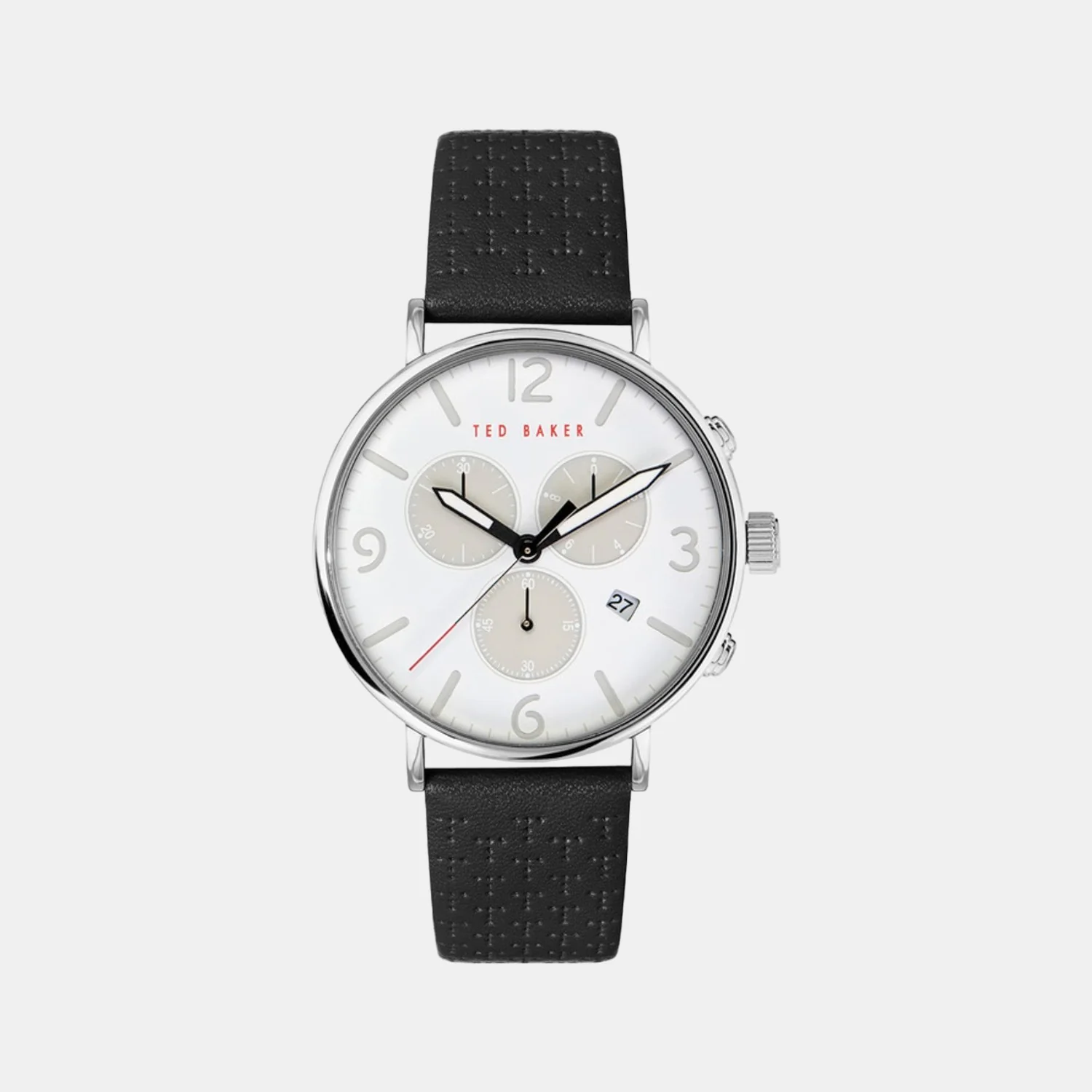 Men Quartz White Dial Chronograph Leather Watch BKPBAS203