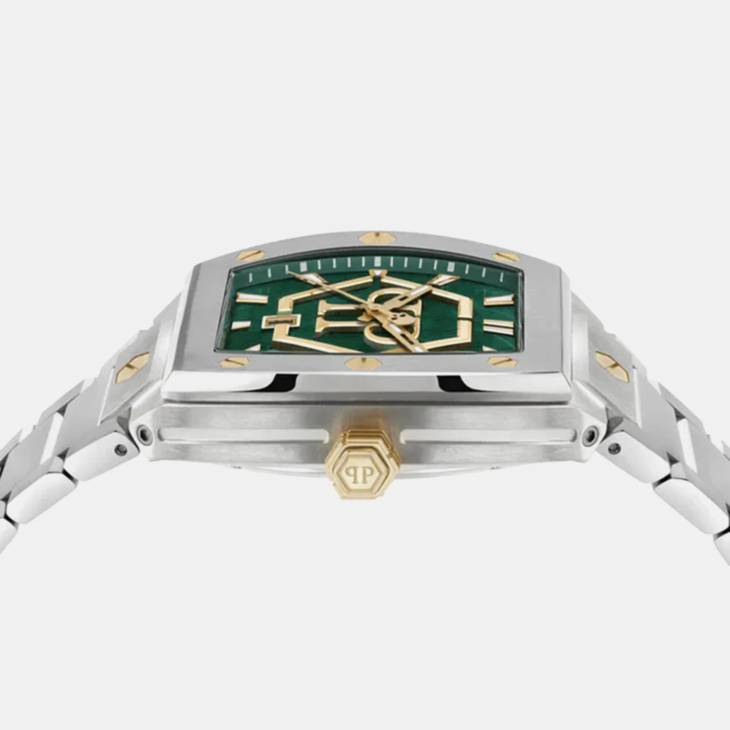 The Hexagon Phantom Men Quartz Green Dial Analog Stainless Steel Watch PWPUA0825 - Image 2