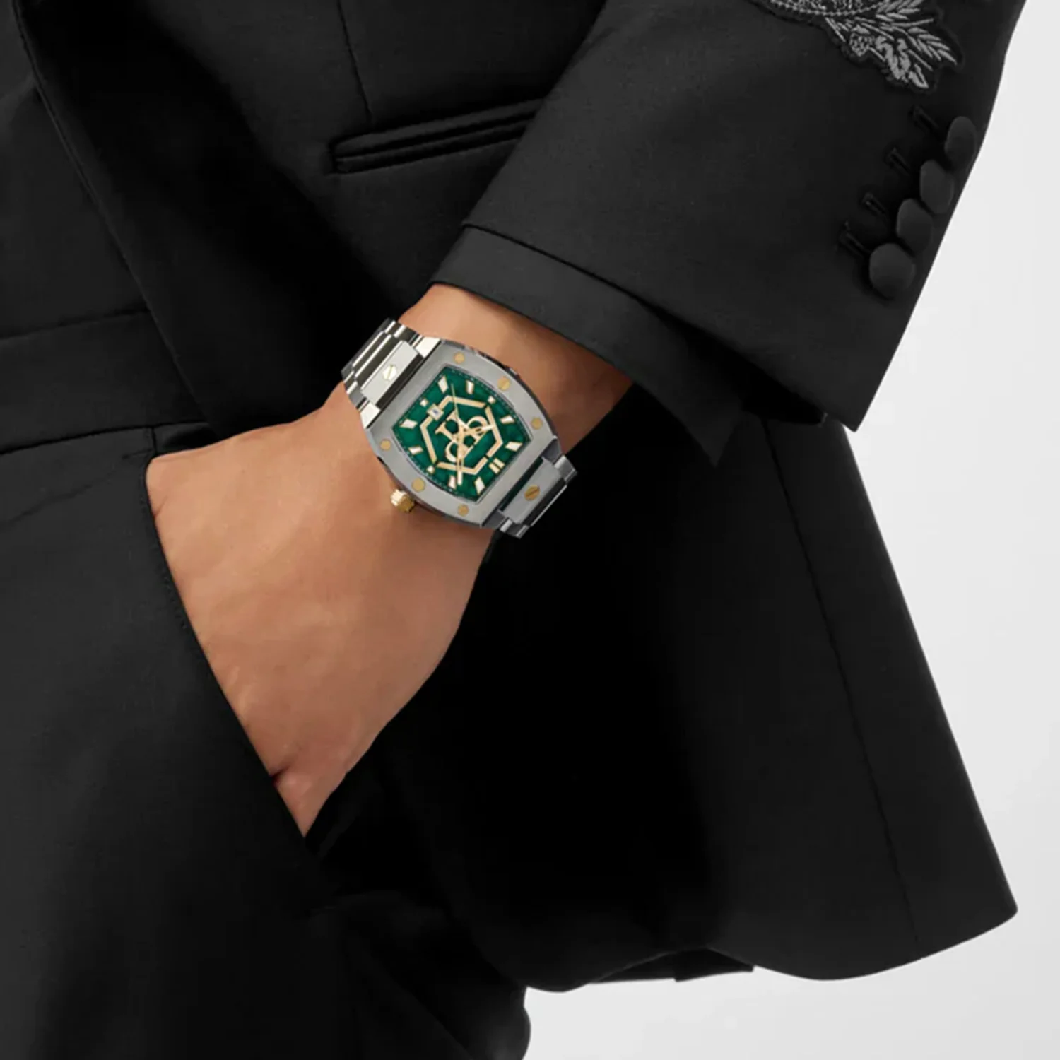 The Hexagon Phantom Men Quartz Green Dial Analog Stainless Steel Watch PWPUA0825 - Image 5