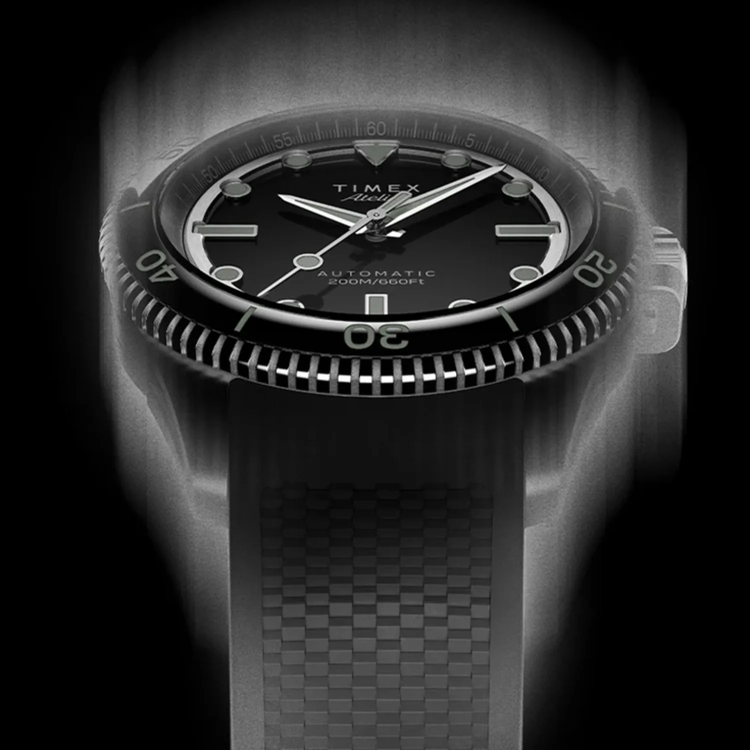 Atelier Marine M1a Men Automatic Black Dial Analog NBR Synthetic Rubber Watch TW2Y726004A - Image 4