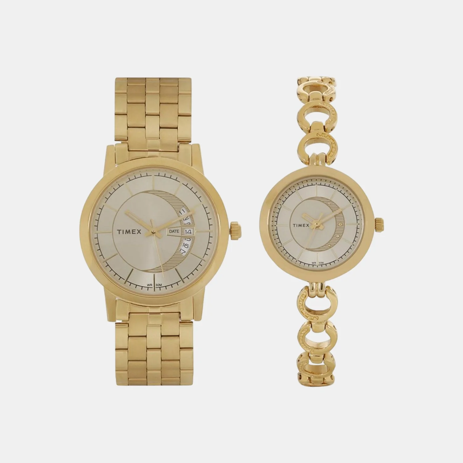 Couple Quartz Gold Dial Analog Stainless Steel Watch TW00PR229