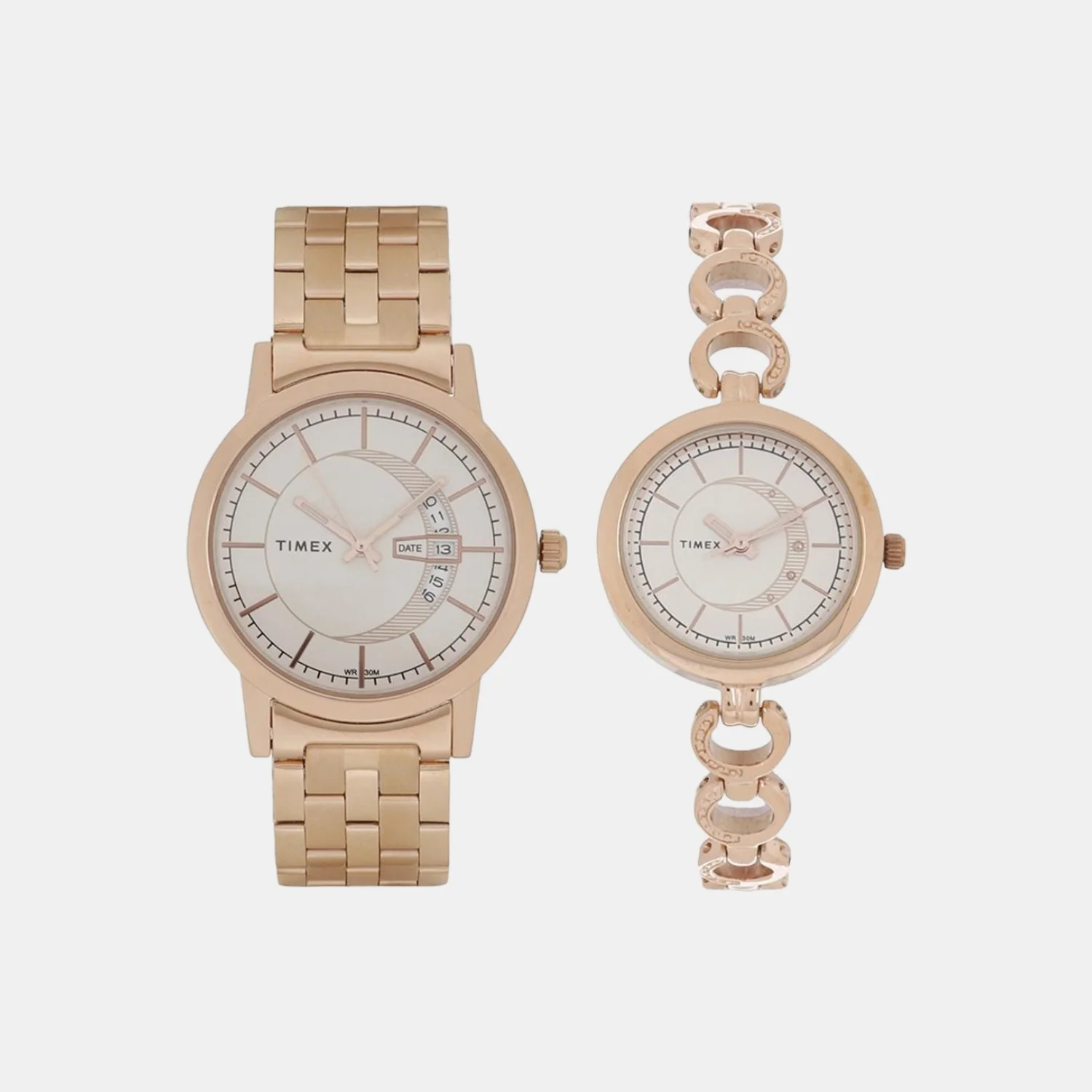 Couple Quartz Silver Dial Analog Stainless Steel Watch TW00PR231