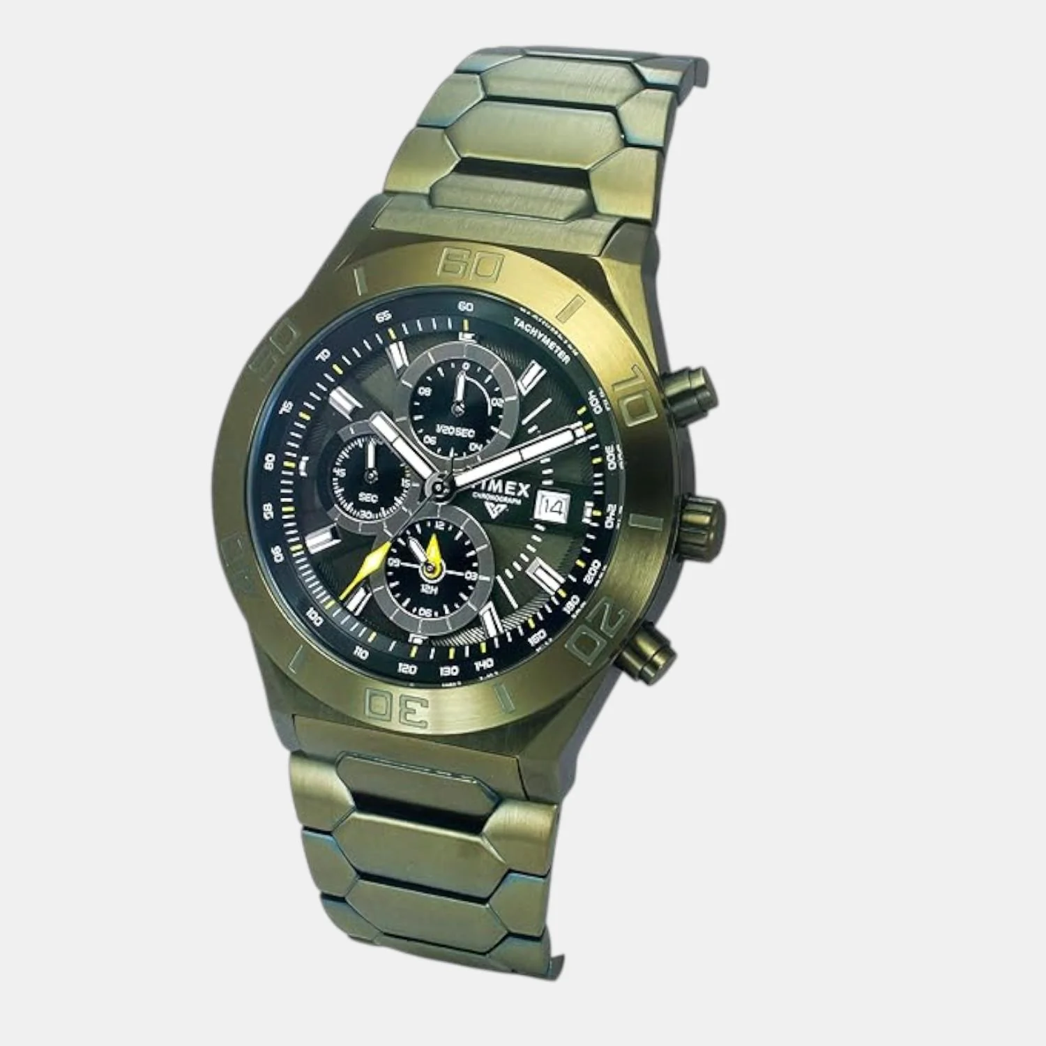 E Class Men Quartz Green Dial Chronograph Stainless Steel Watch TWEG24903 - Image 3