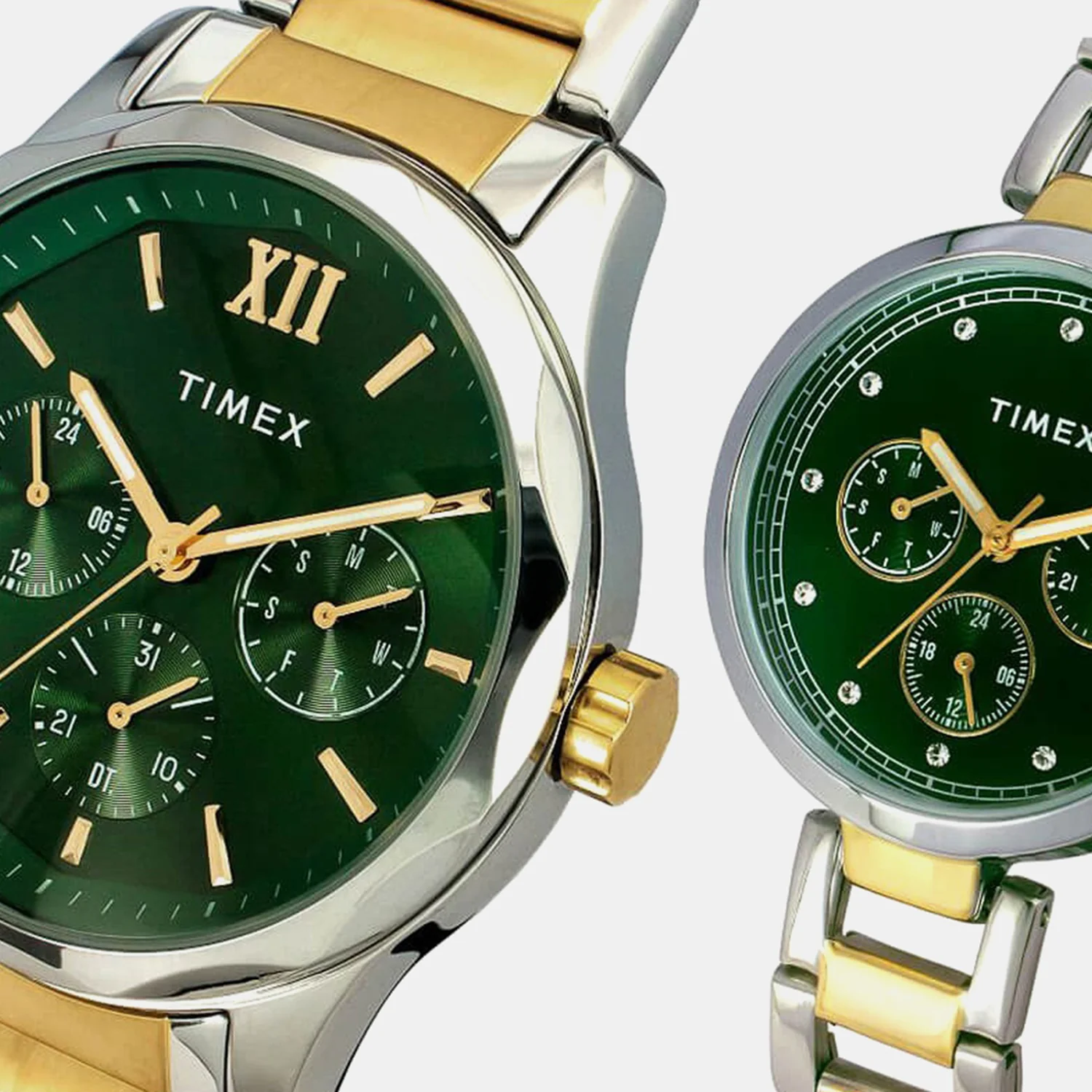 Empera Couple Quartz Green Dial Chronograph Stainless Steel Watch TW00PR278 - Image 2