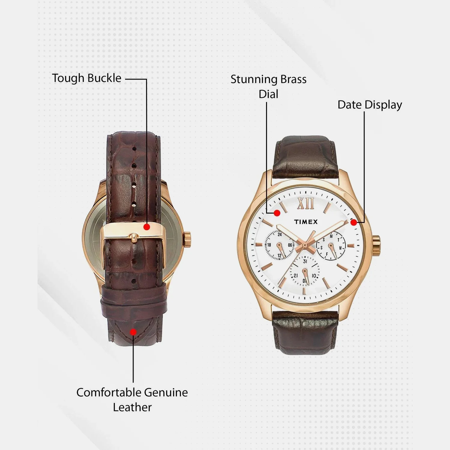 Empera Men Quartz White Dial Chronograph Leather Watch TW0TG7600 - Image 8