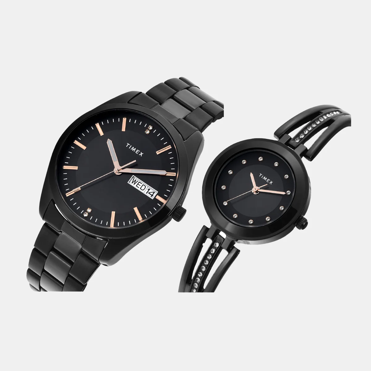Fashion Couple Quartz Black Dial Analog Stainless Steel Watch TW00PR310 - Image 2