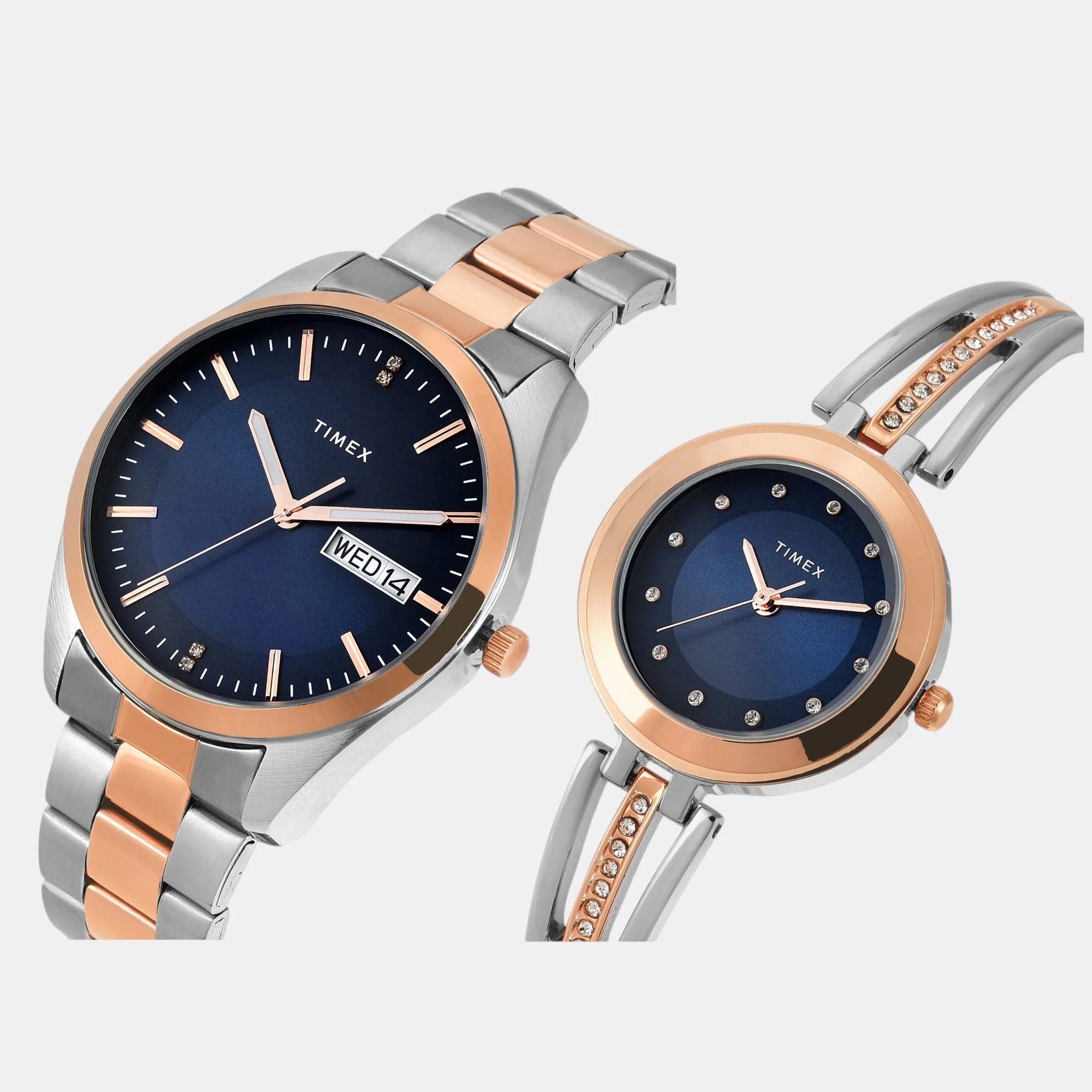 Fashion Couple Quartz Blue Dial Analog Stainless Steel Watch TW00PR309 - Image 2