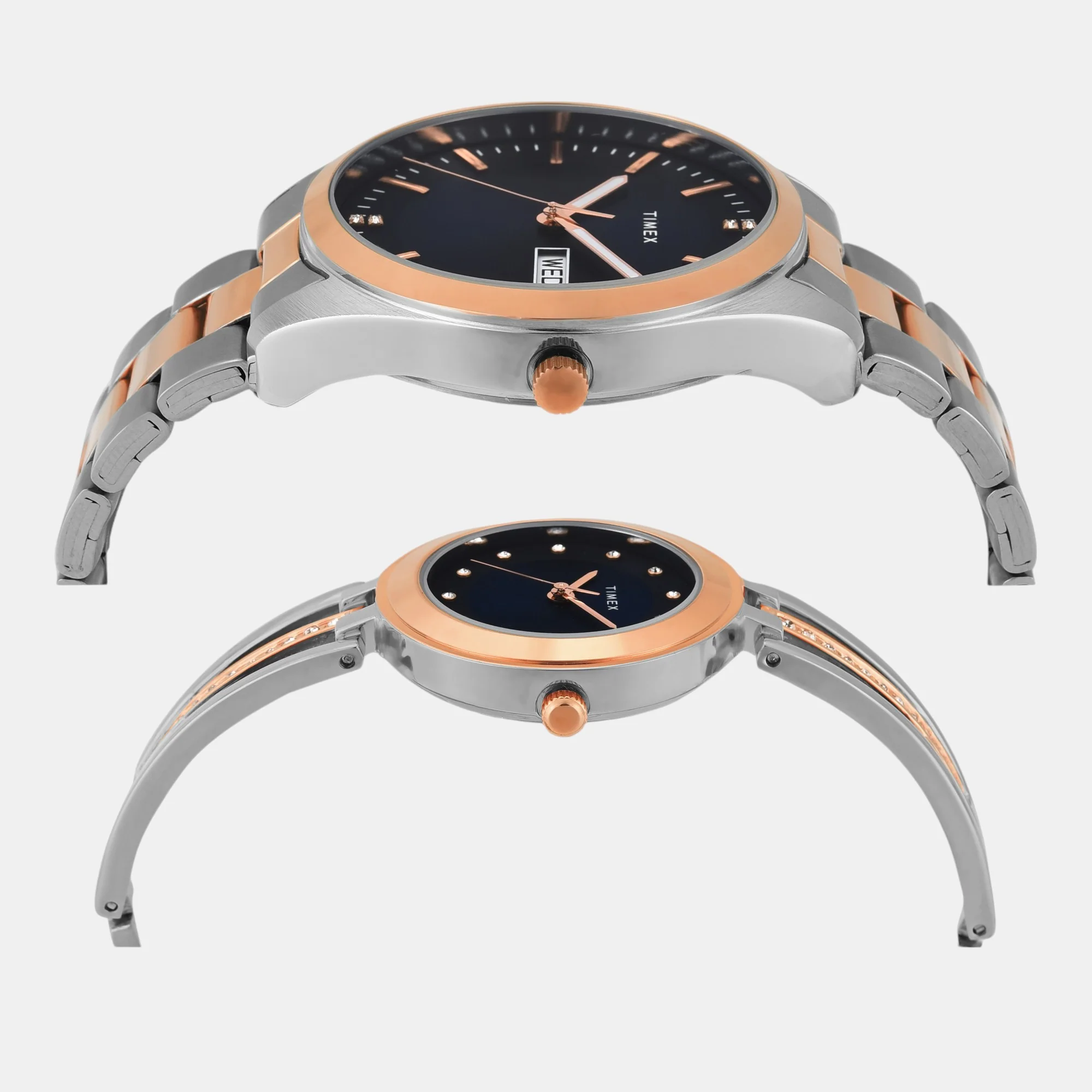 Fashion Couple Quartz Blue Dial Analog Stainless Steel Watch TW00PR309 - Image 4