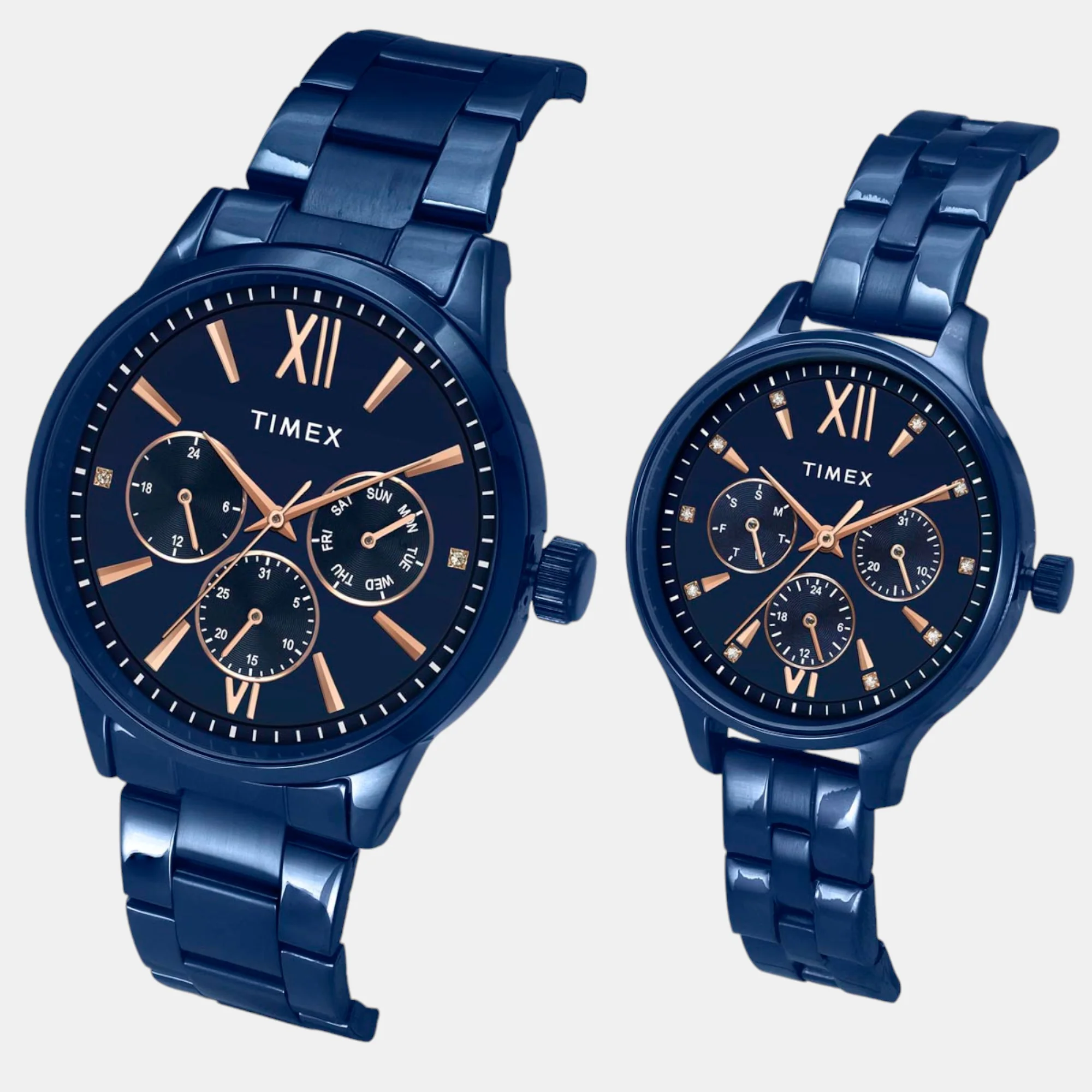 Fashion Couple Quartz Blue Dial Multi-Function Stainless Steel Watch TW00PR313 - Image 2