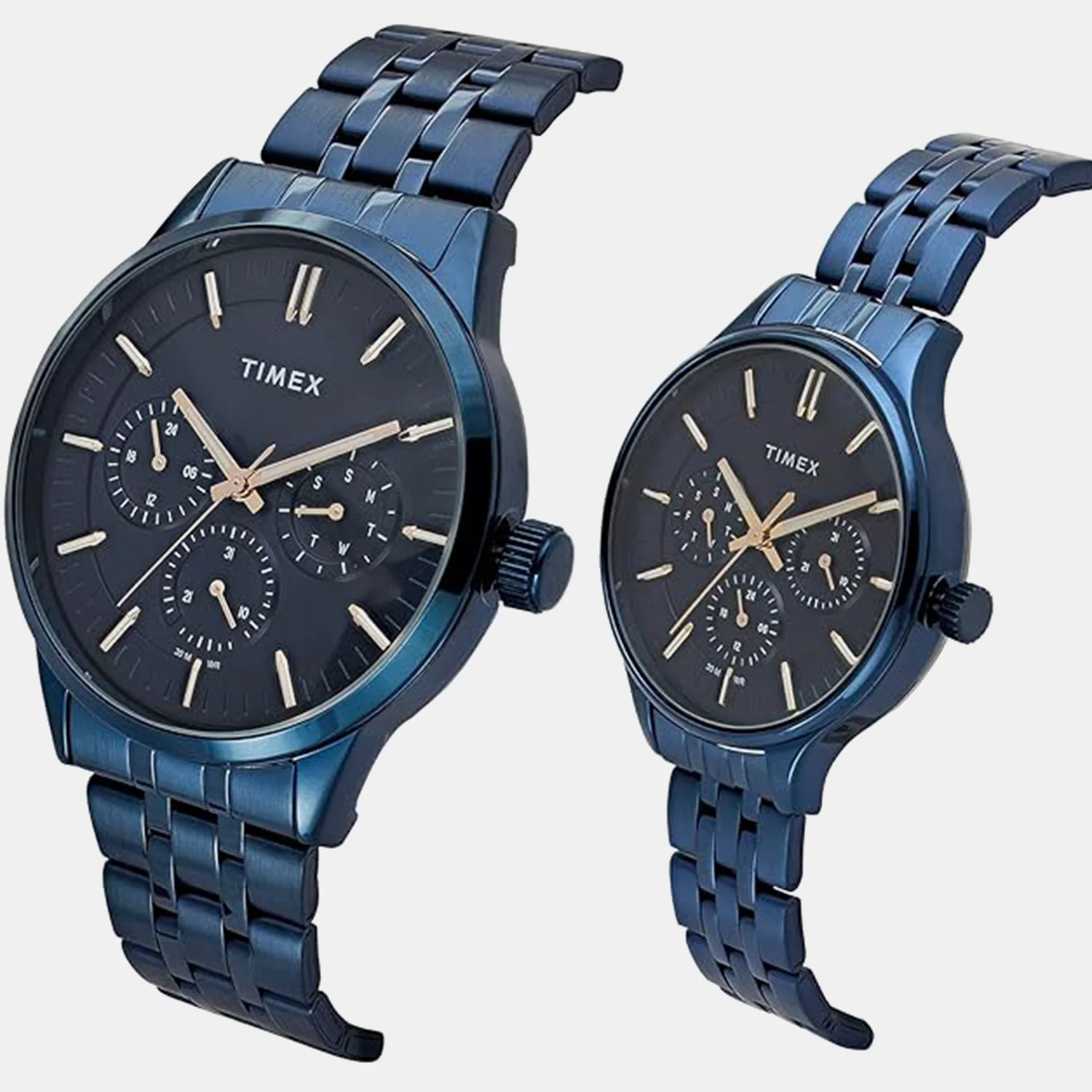 Fashion Couple Quartz Blue Dial Multi-Function Stainless Steel Watch TW00PR319 - Image 2