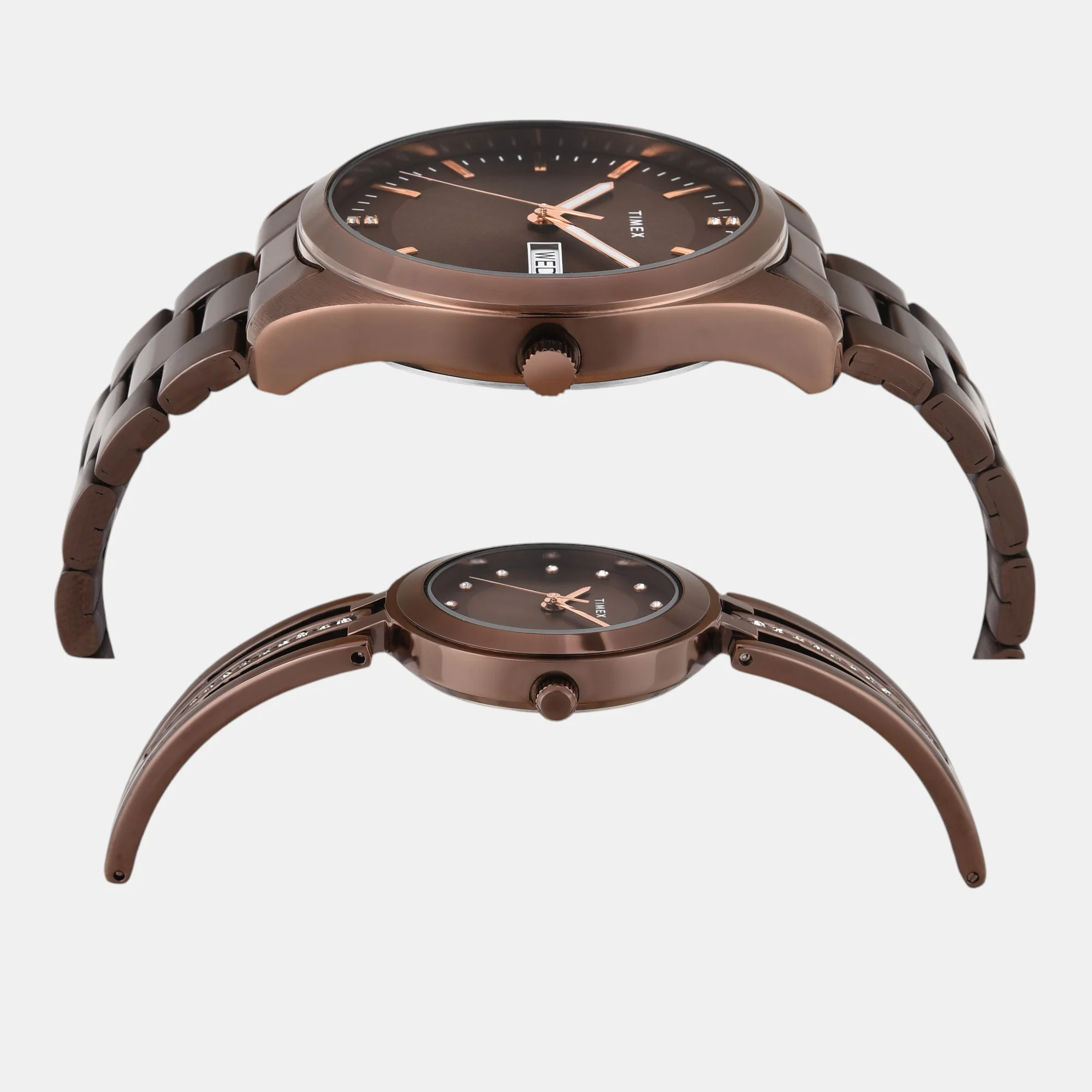 Fashion Couple Quartz Brown Dial Analog Stainless Steel Watch TW00PR311 - Image 4