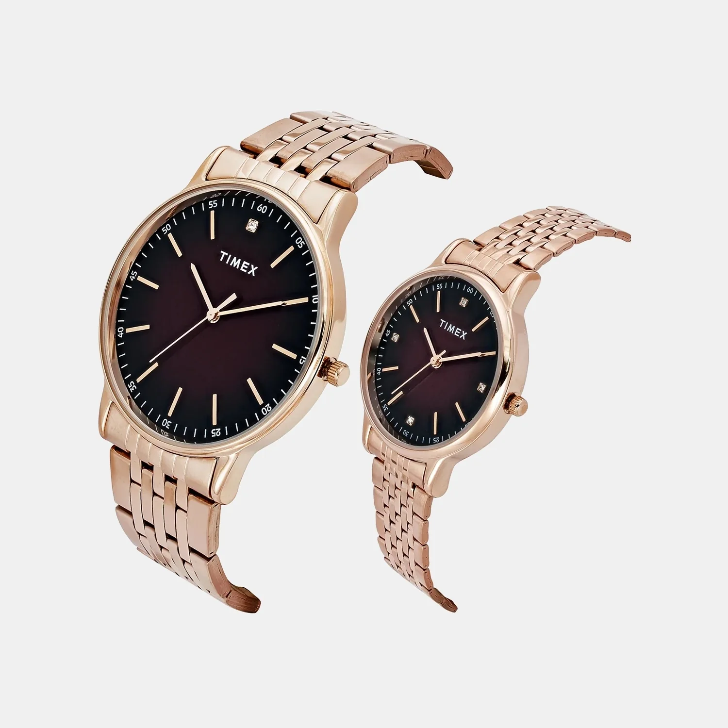 Fashion Couple Quartz Brown Dial Analog Stainless Steel Watch TW00PR328 - Image 2