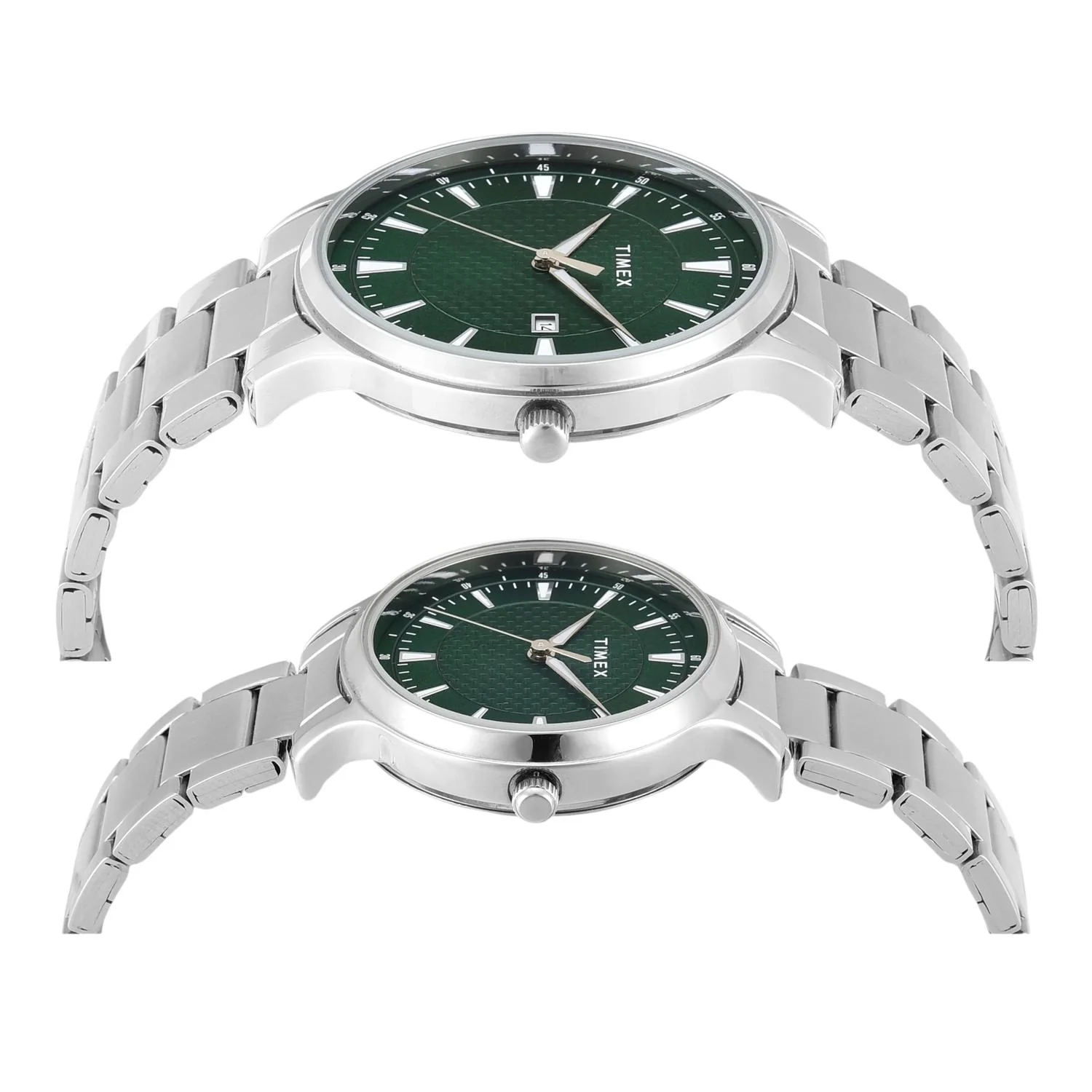 Fashion Couple Quartz Green Dial Analog Stainless Steel Watch TW00PR321 - Image 3