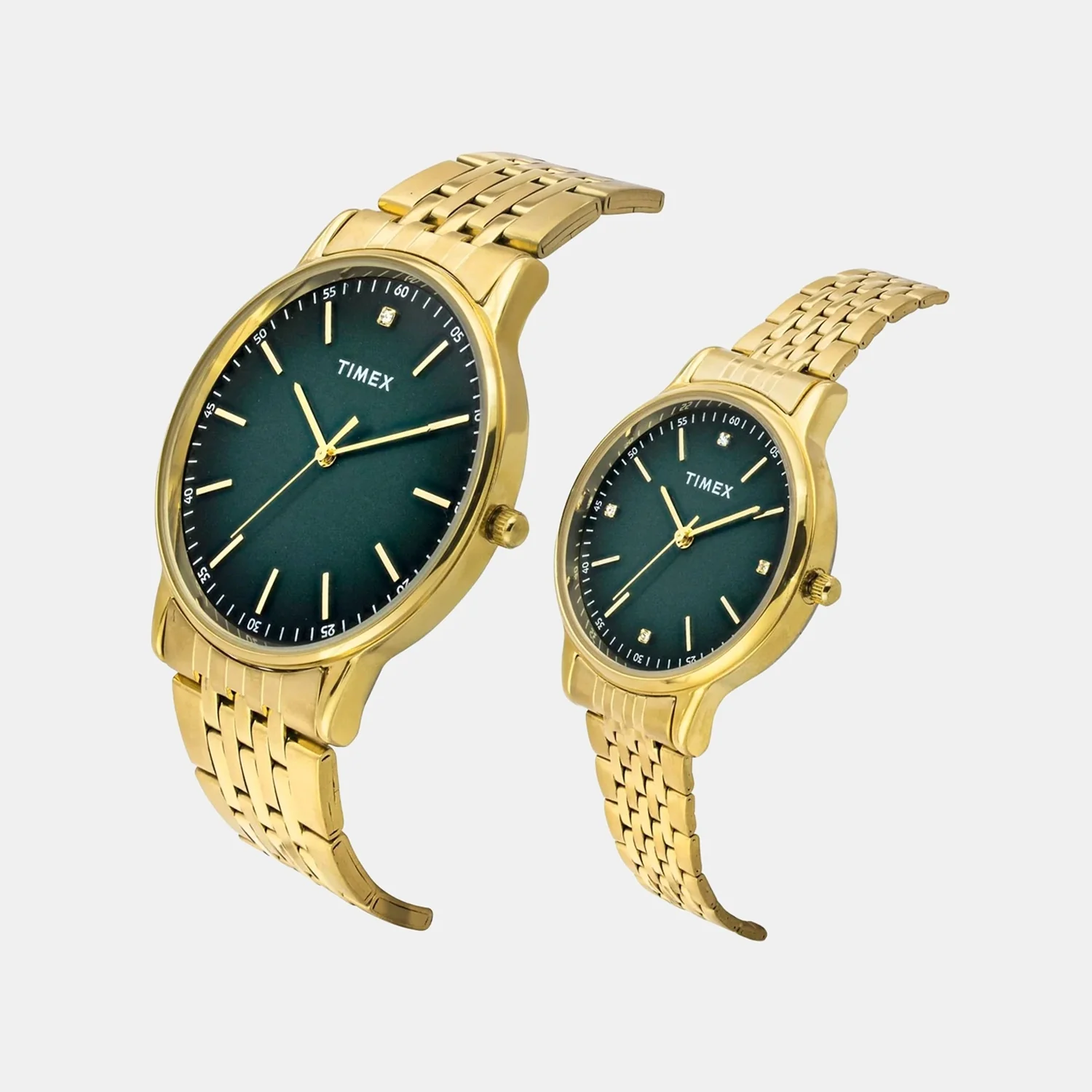 Fashion Couple Quartz Green Dial Analog Stainless Steel Watch TW00PR327 - Image 2