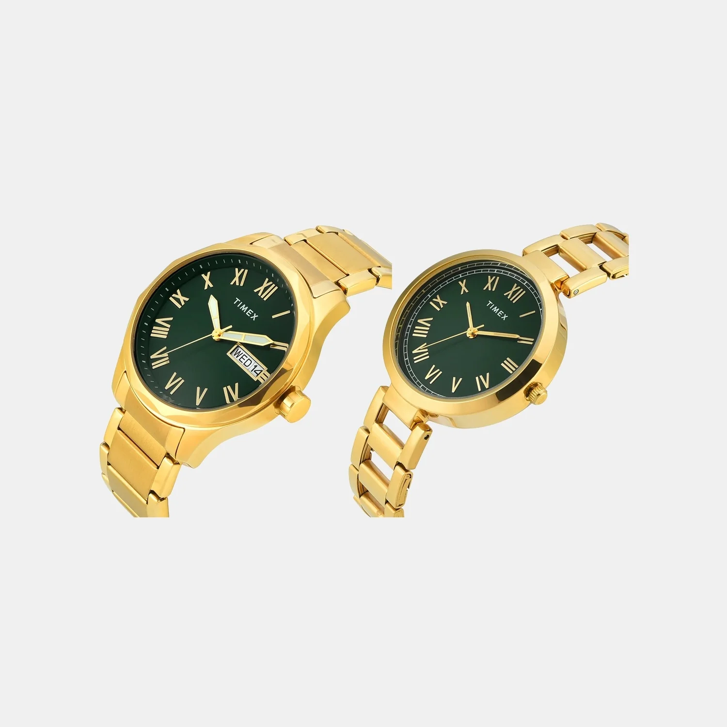 Fashion Couple Quartz Green Dial Analog Stainless Steel Watch TW00PR339 - Image 2