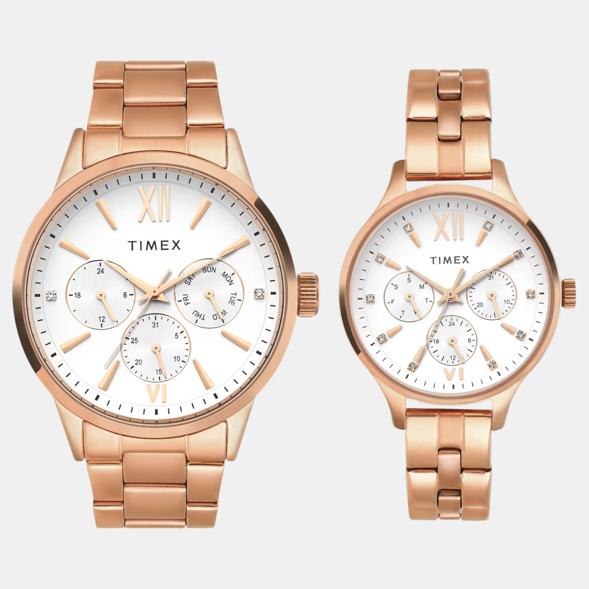 Fashion Couple Quartz Silver Dial Multi-Function Stainless Steel Watch TW00PR304