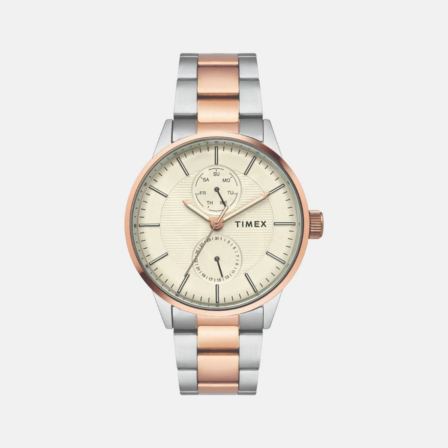 Fashion Men Quartz Beige Dial Chronograph Stainless Steel Watch TWEG19902