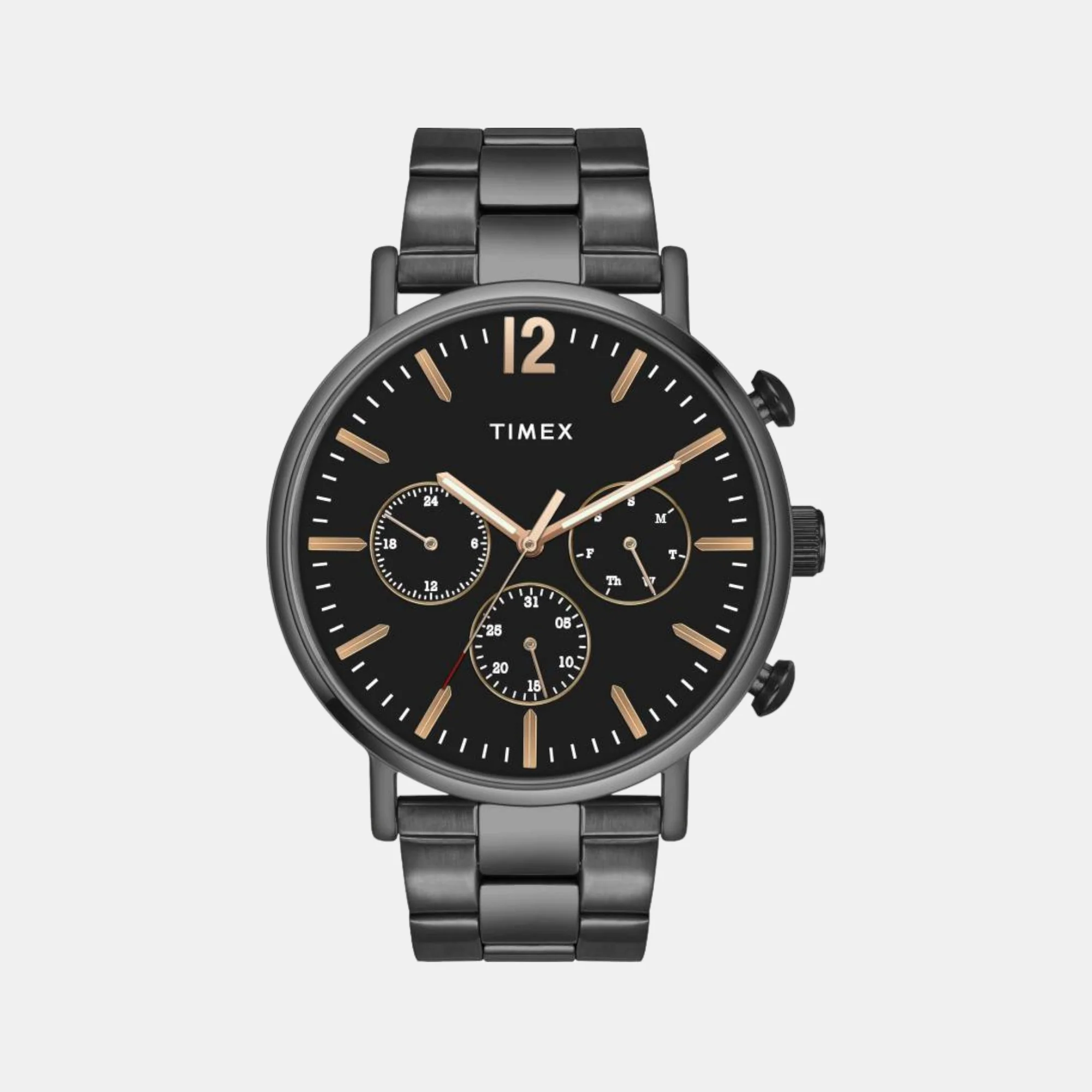 Fashion Men Quartz Black Dial Chronograph Stainless Steel Watch TWEG20010