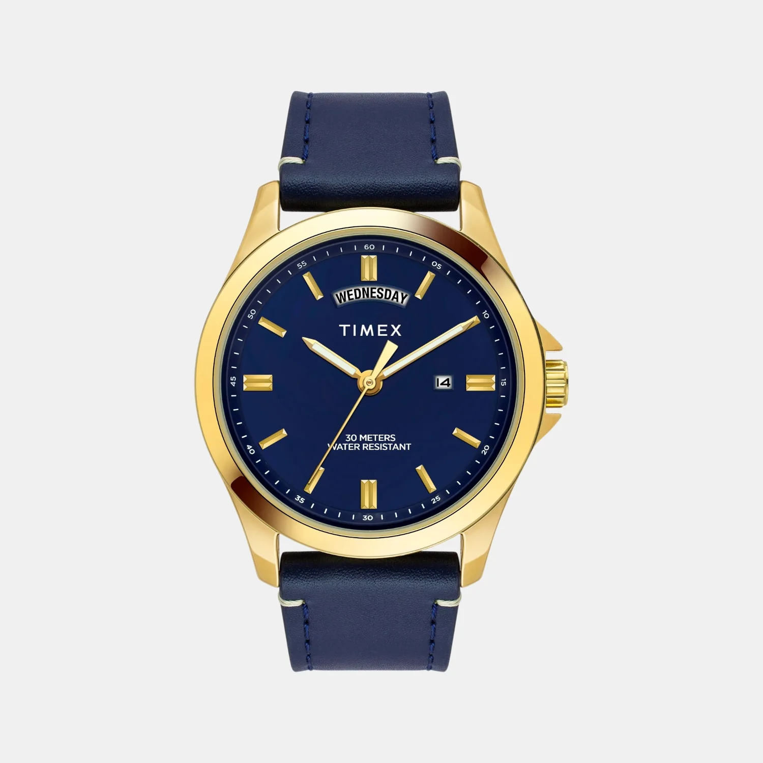 Fashion Men Quartz Blue Dial Analog Leather Watch TW000X140 - Image 2