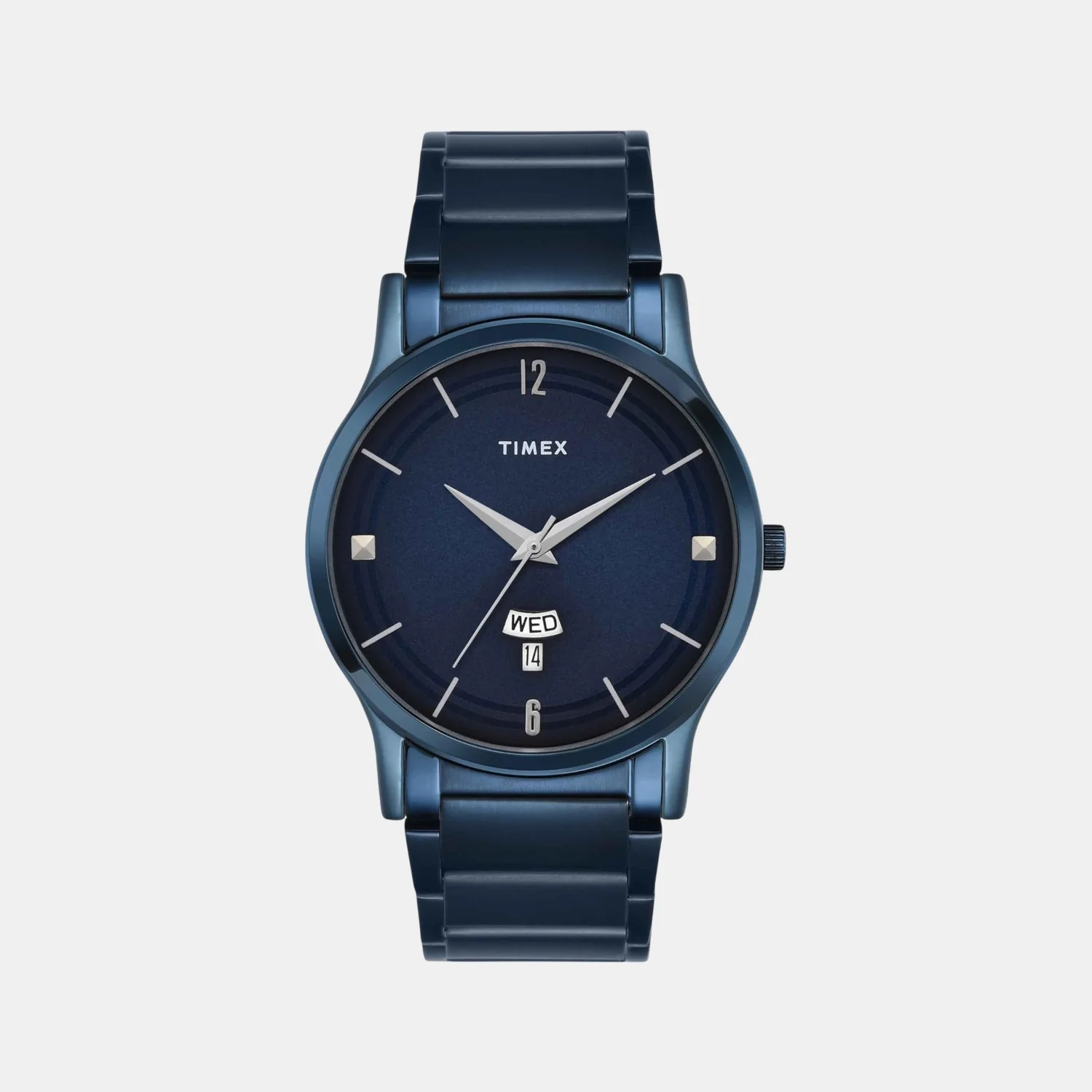 Fashion Men Quartz Blue Dial Analog Stainless Steel Watch TW000R460