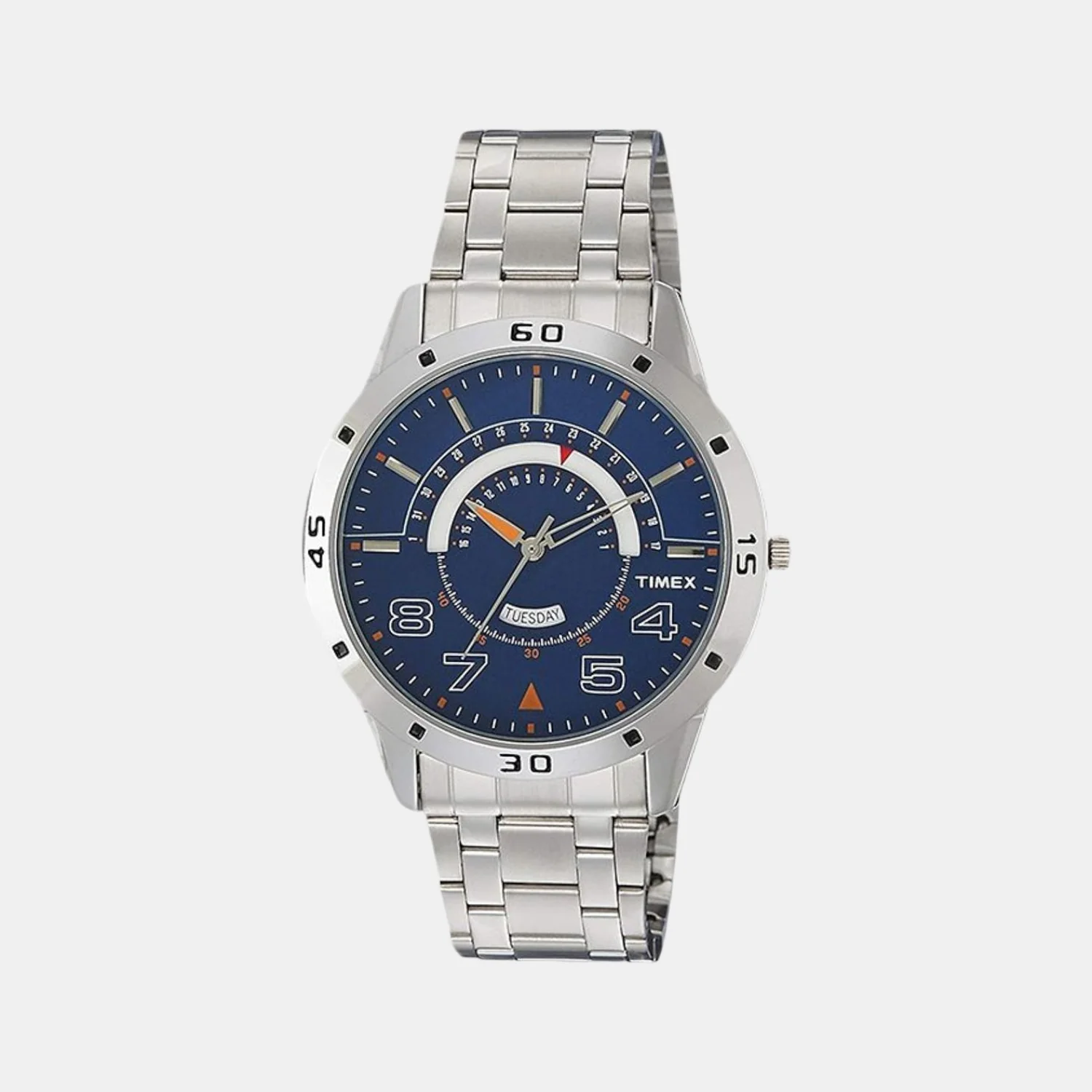Fashion Men Quartz Blue Dial Analog Stainless Steel Watch TW000U907