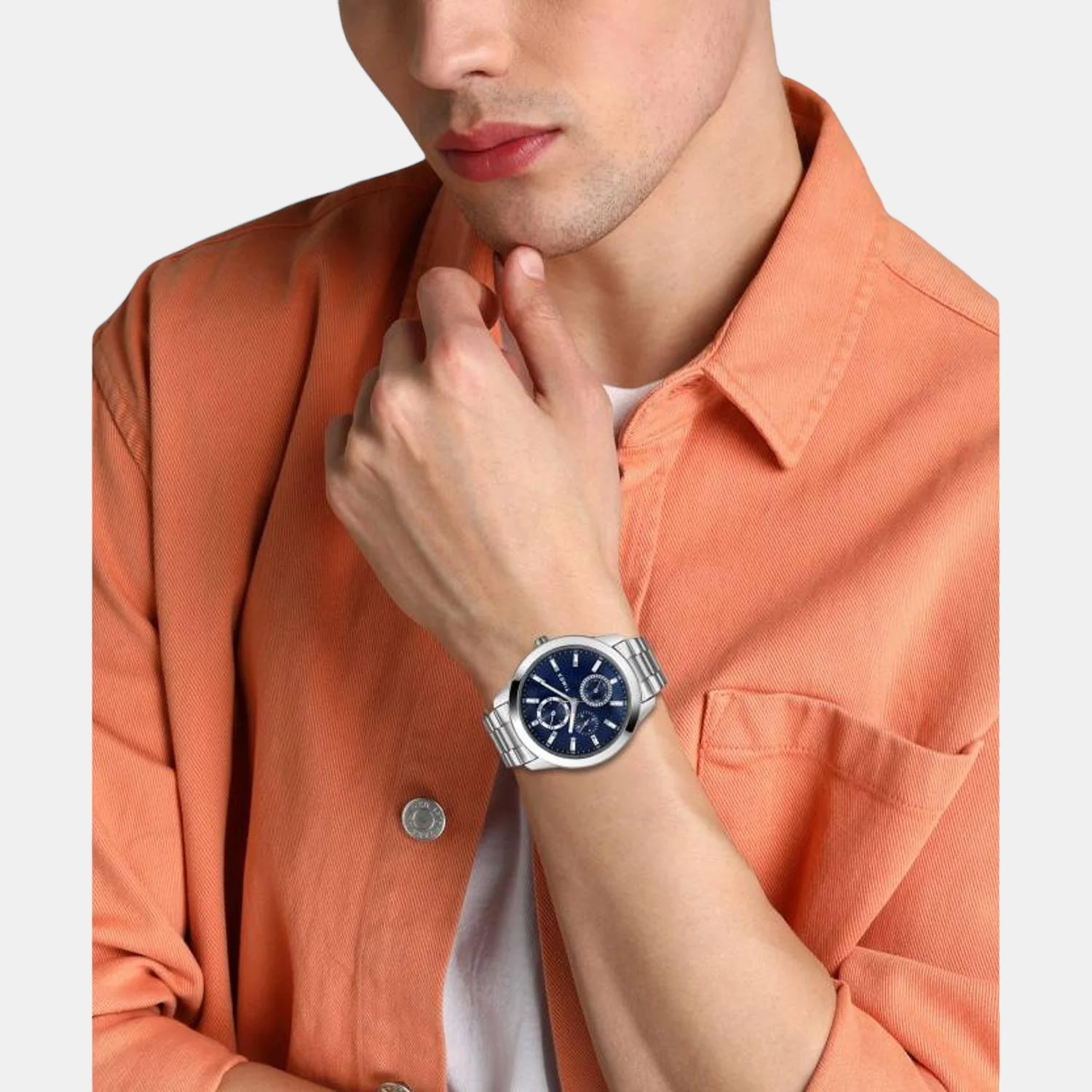 Fashion Men Quartz Blue Dial Chronograph Stainless Steel Watch TWEG18507 - Image 3
