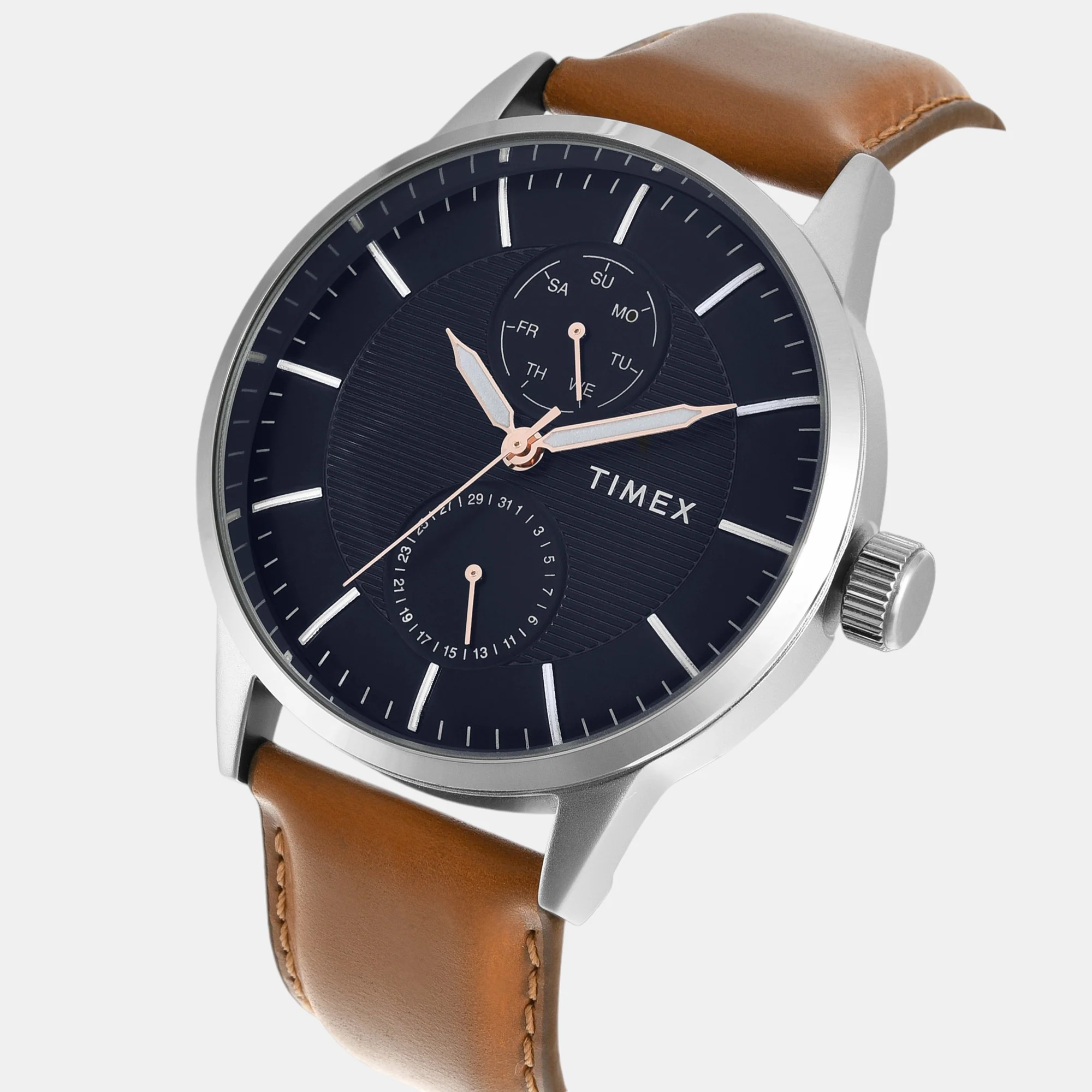 Fashion Men Quartz Blue Dial Multi-Function Leather Watch TWEG19912 - Image 2