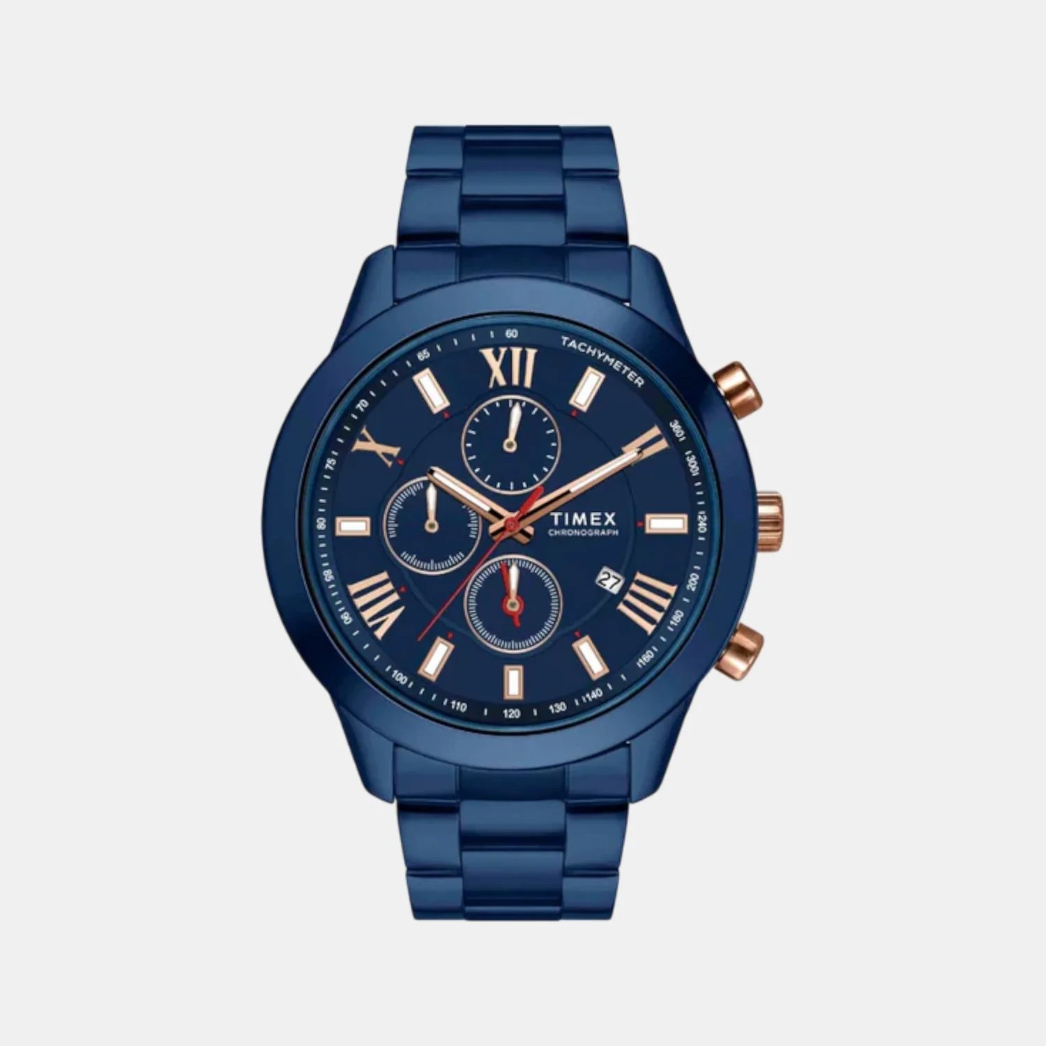 Fashion Men Quartz Blue Dial Multi-Function Stainless Steel Watch TW0TG7626