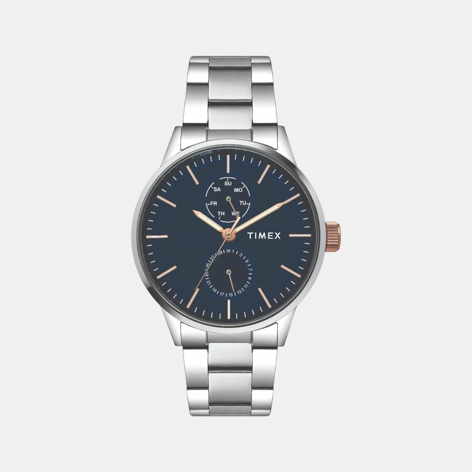 Fashion Men Quartz Blue Dial Multi-Function Stainless Steel Watch TWEG19901