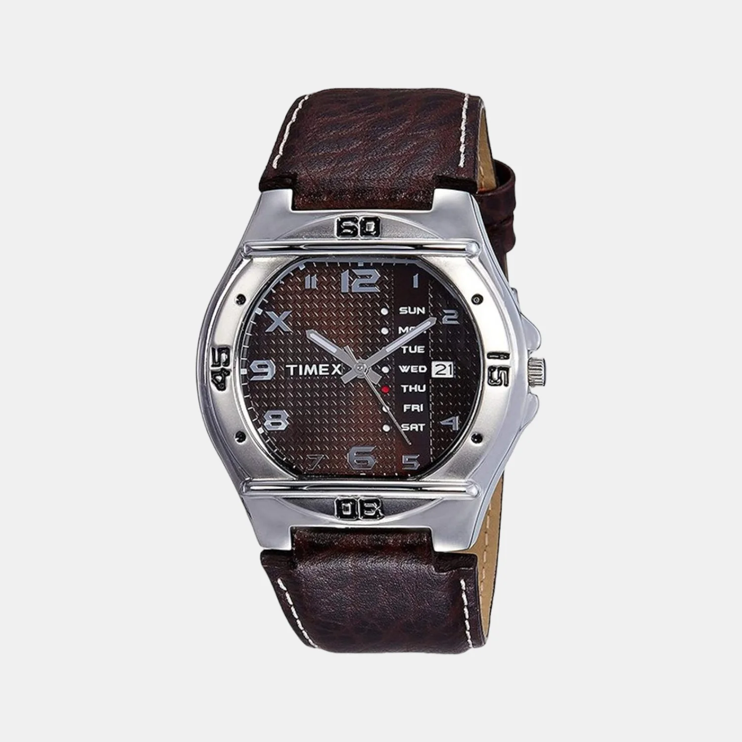 Fashion Men Quartz Brown Dial Analog Leather Watch EL04