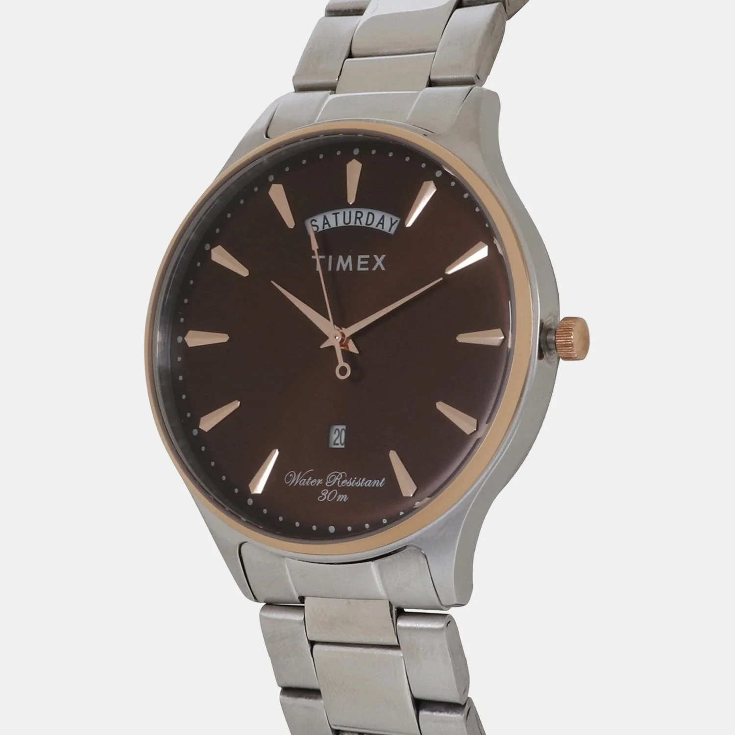 Fashion Men Quartz Brown Dial Analog Stainless Steel Watch TWEG16906 - Image 3